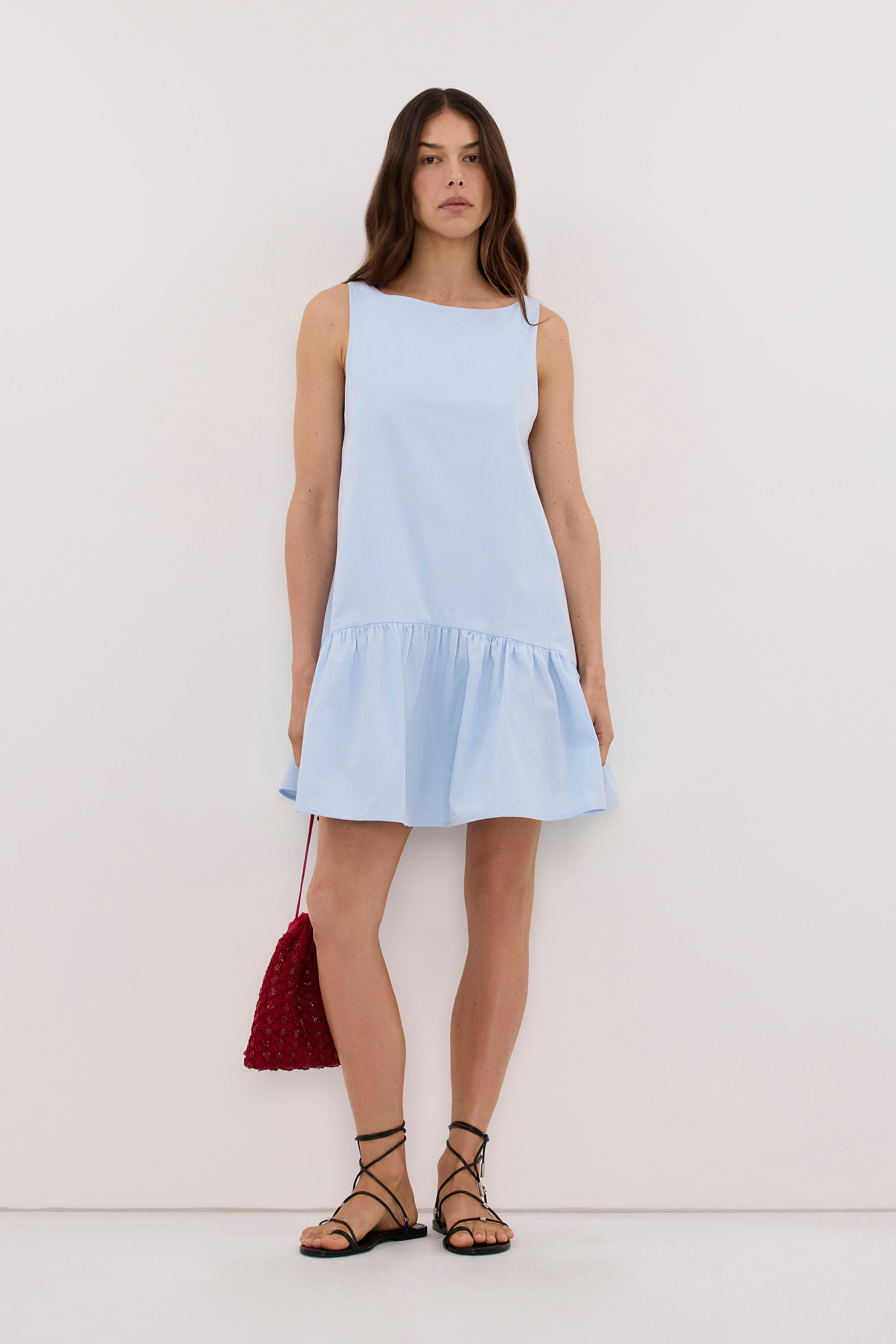 JO CORNFLOWER DROP WAIST MINI DRESS