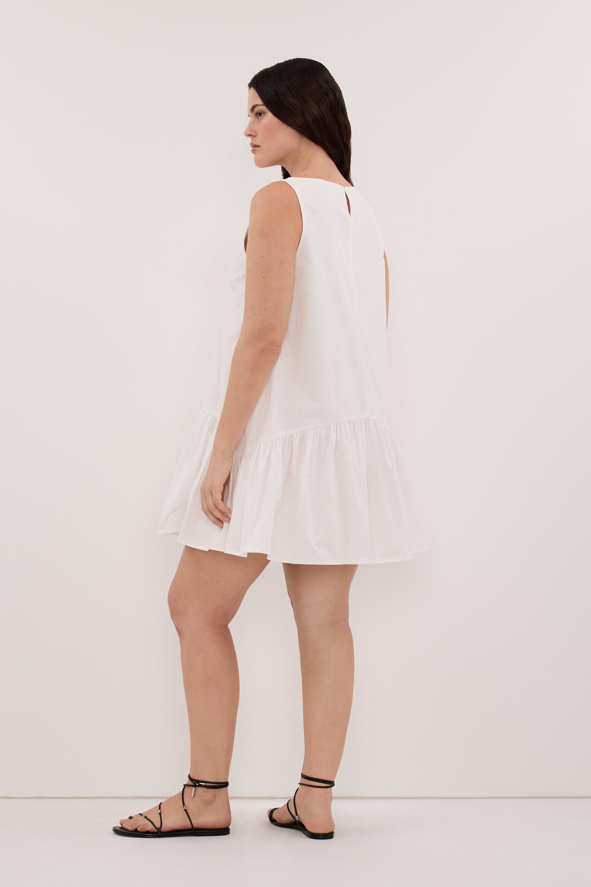 JO WHITE DROP WAIST MINI DRESS