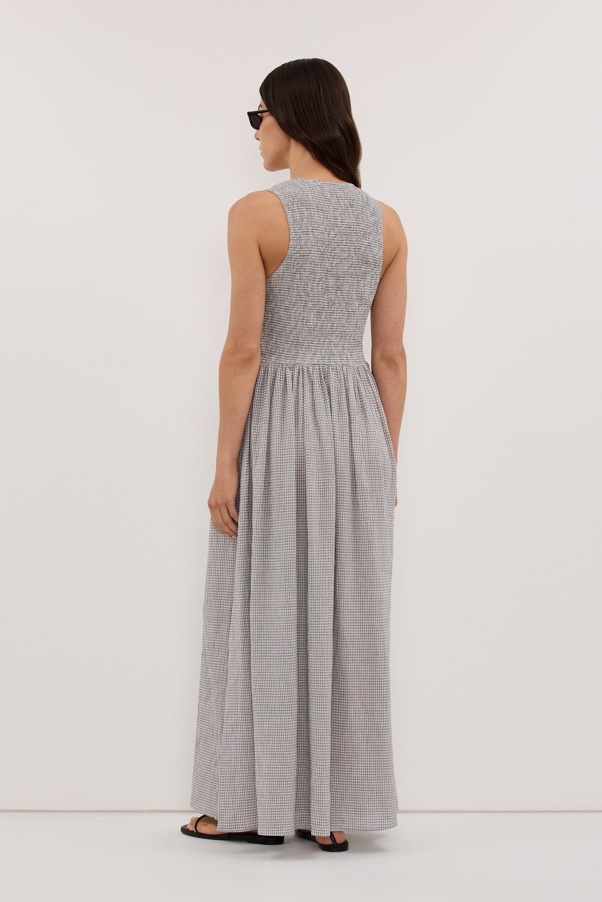 DOROTHY CREAM CHECK MIDI DRESS