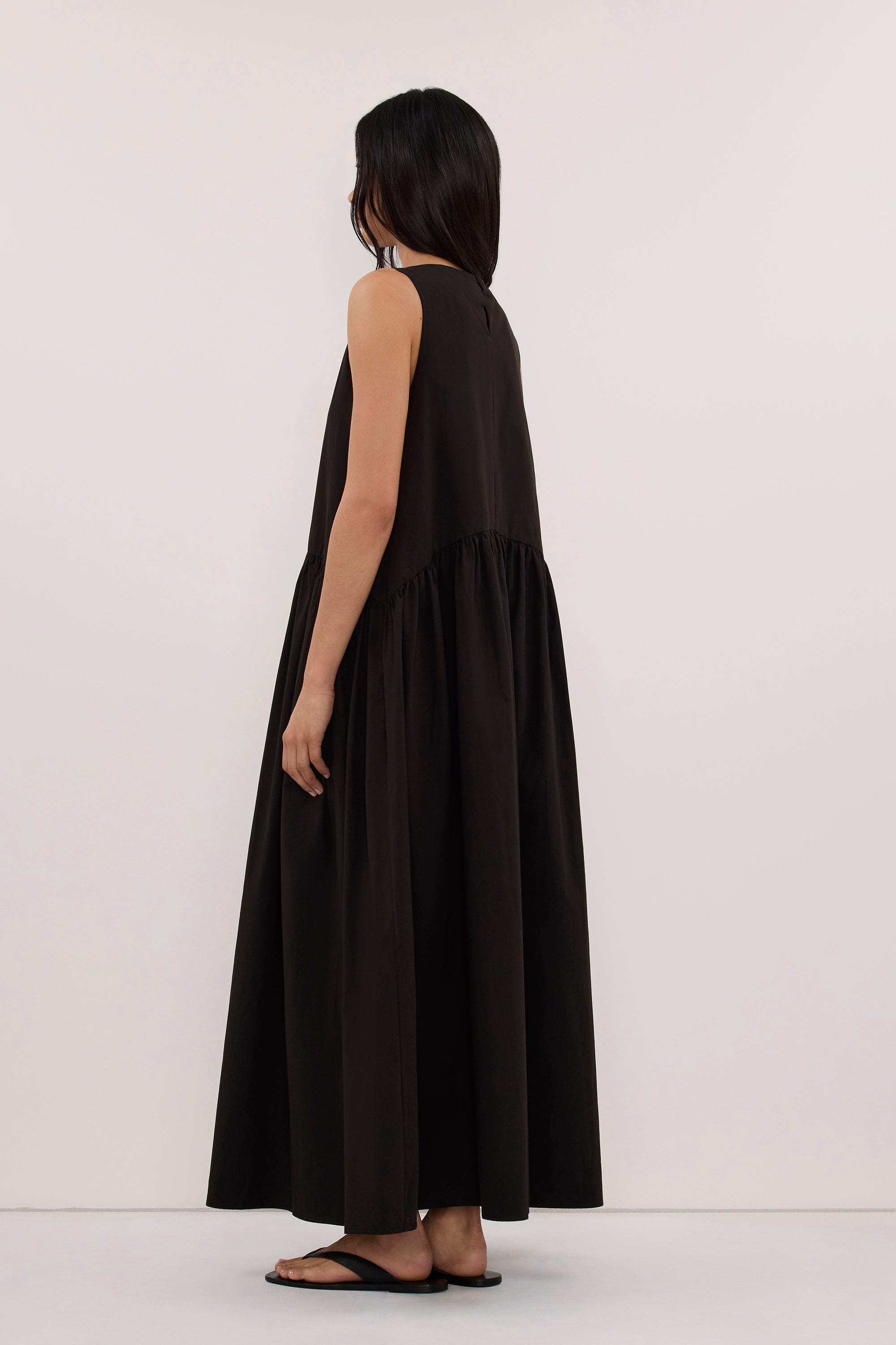 JO BLACK DROP WAIST MIDI DRESS