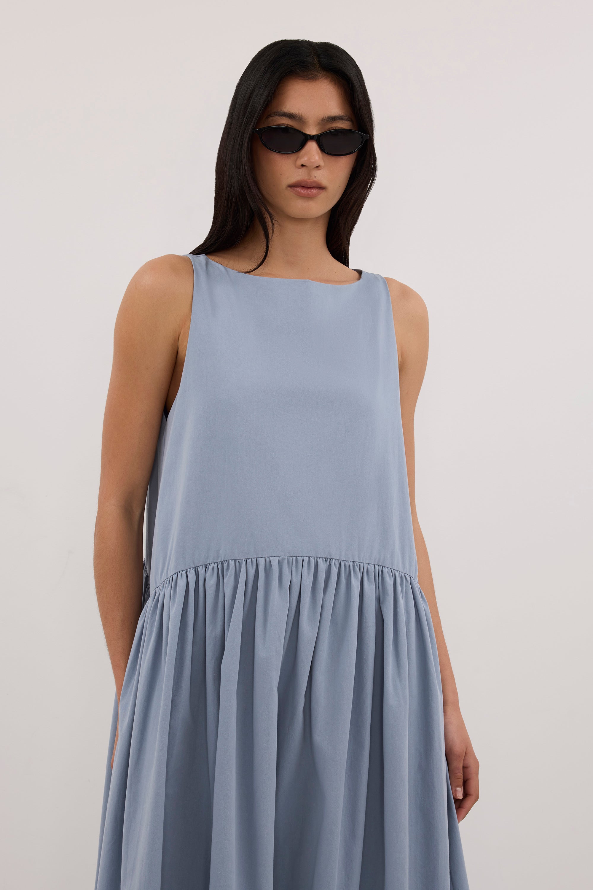 JO SLATE DROP WAIST MIDI DRESS