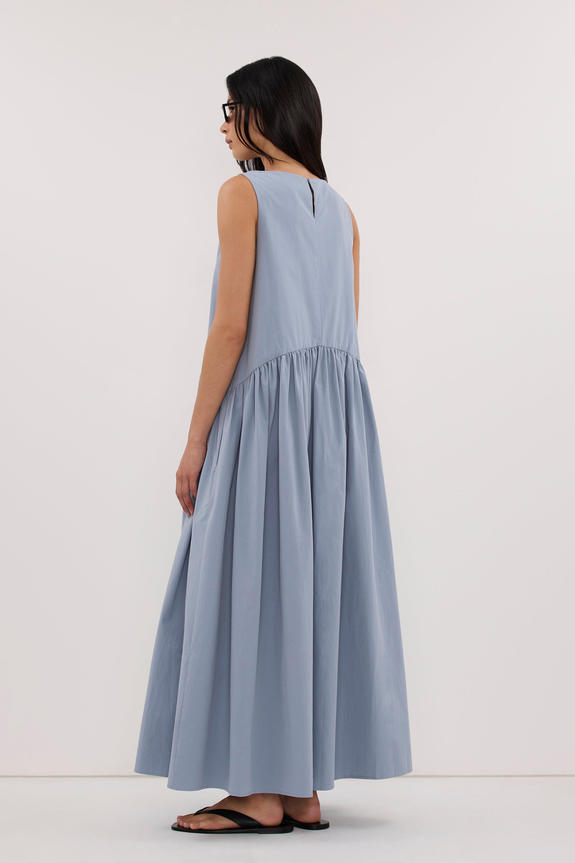 JO SLATE DROP WAIST MIDI DRESS