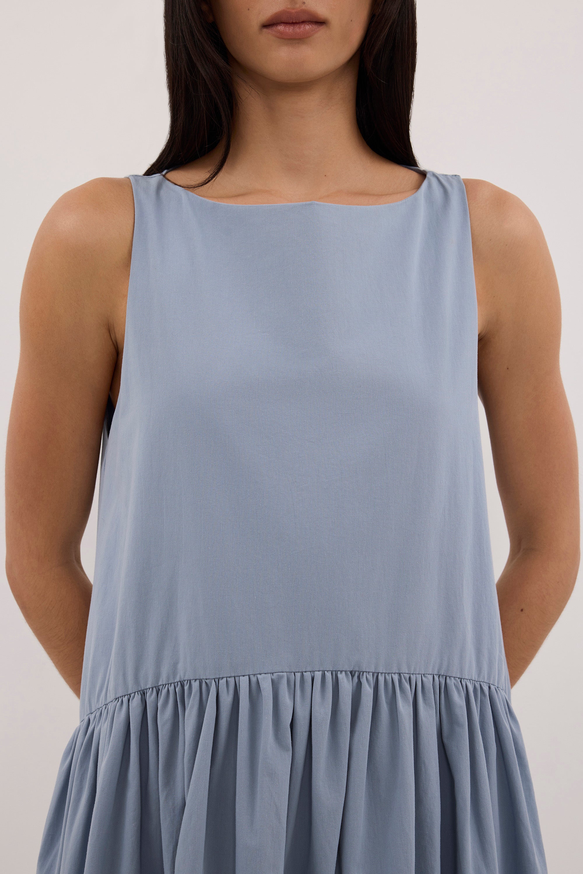 JO SLATE DROP WAIST MIDI DRESS
