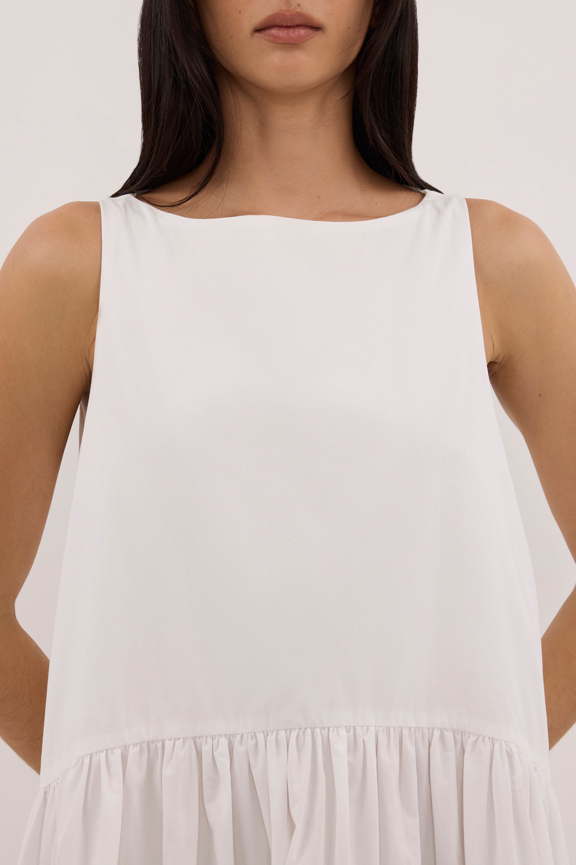 JO WHITE DROP WAIST MIDI DRESS