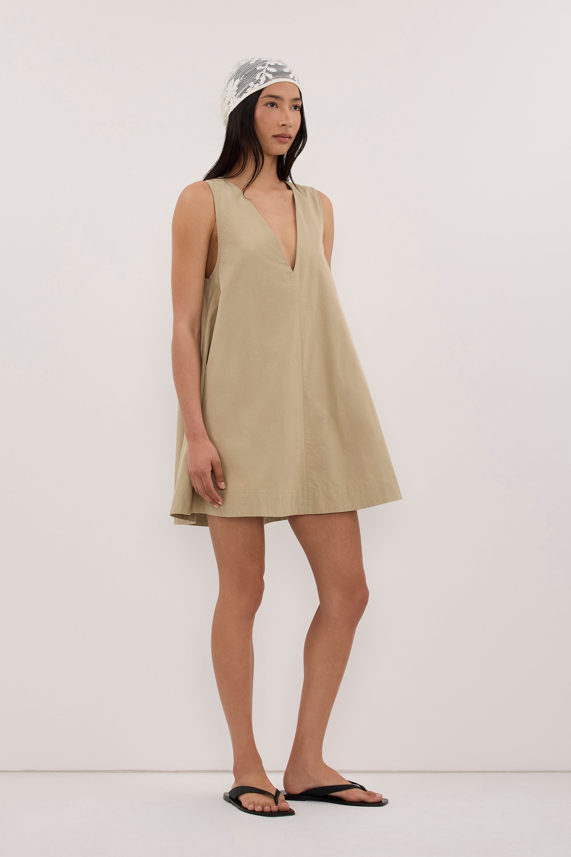 ORLENA ELM SAGE COTTON MINI DRESS