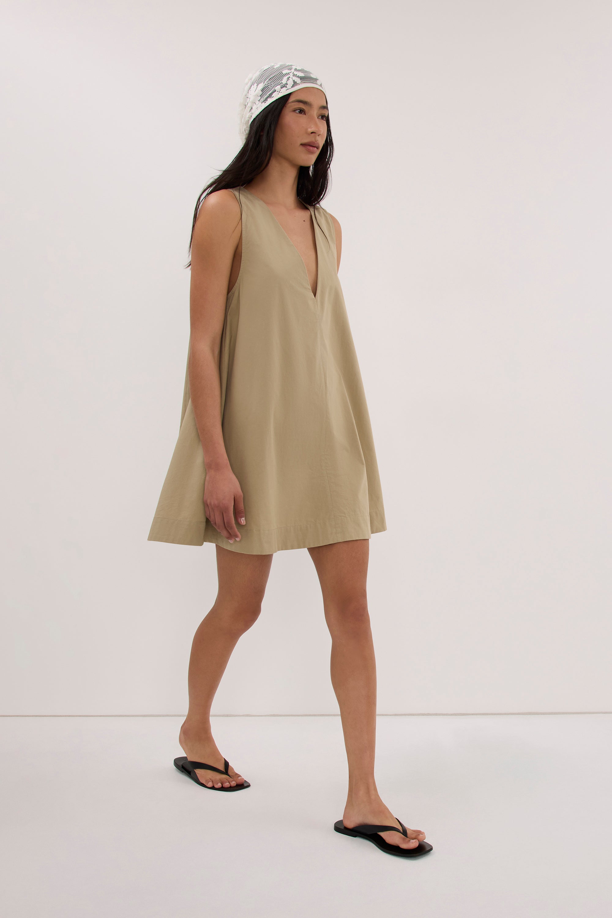 ORLENA ELM SAGE COTTON MINI DRESS