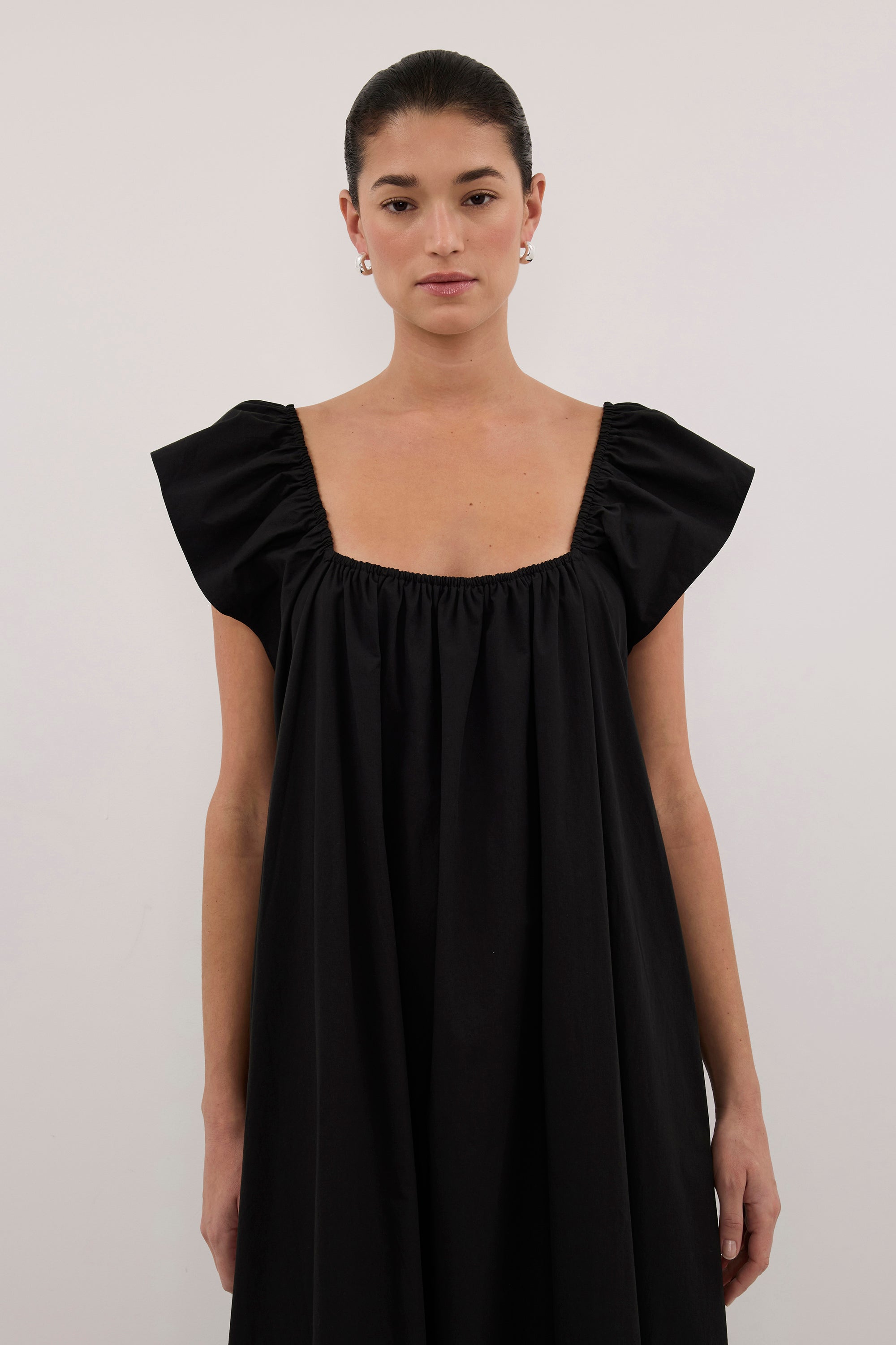 KATE BLACK COTTON MIDI DRESS