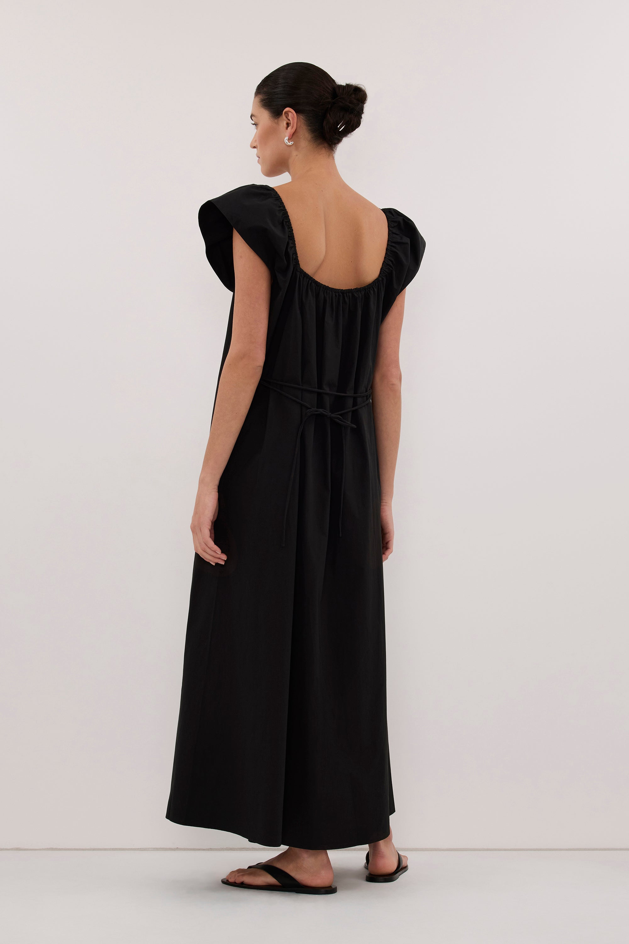 KATE BLACK COTTON MIDI DRESS