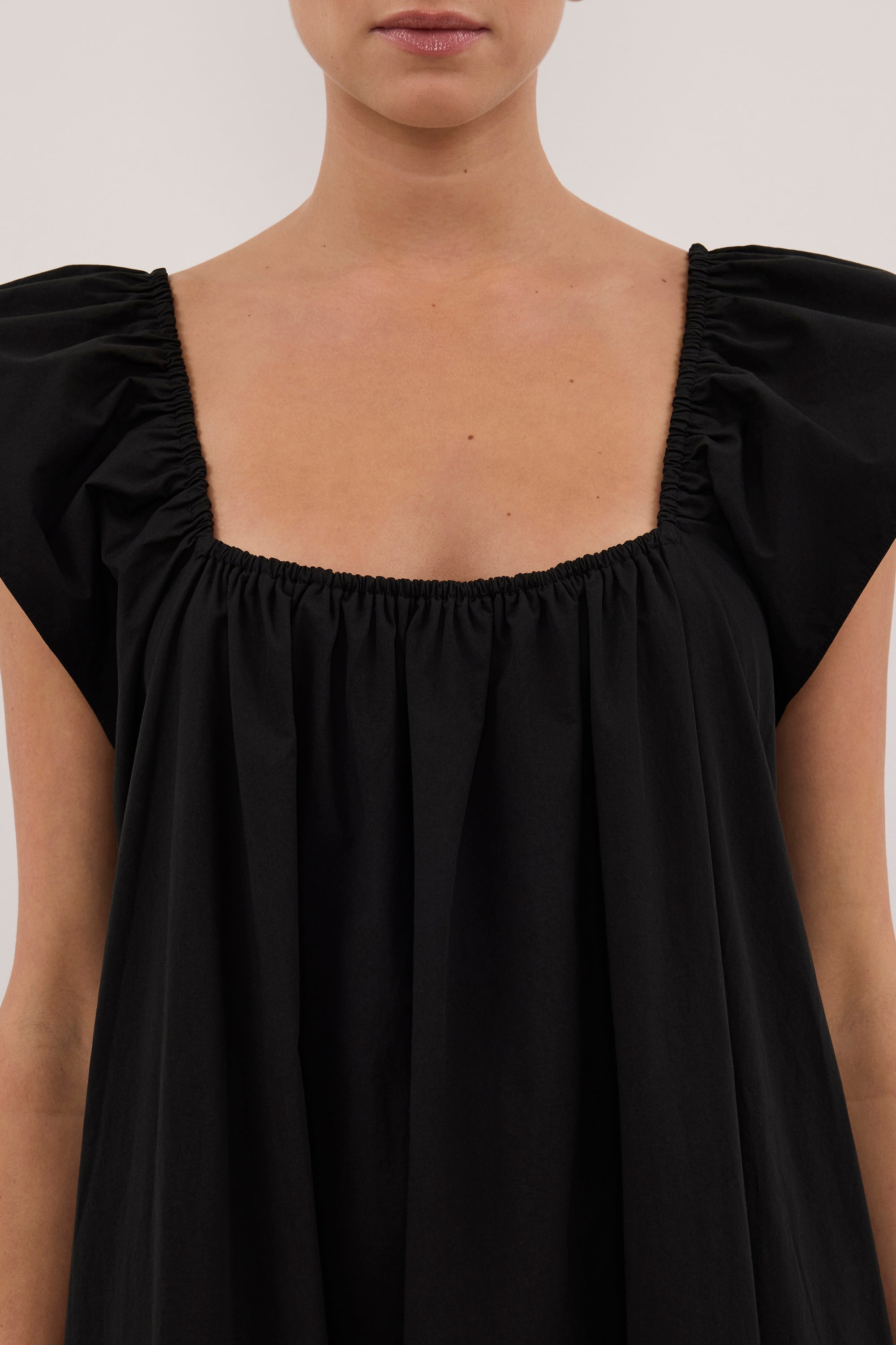 KATE BLACK COTTON MIDI DRESS