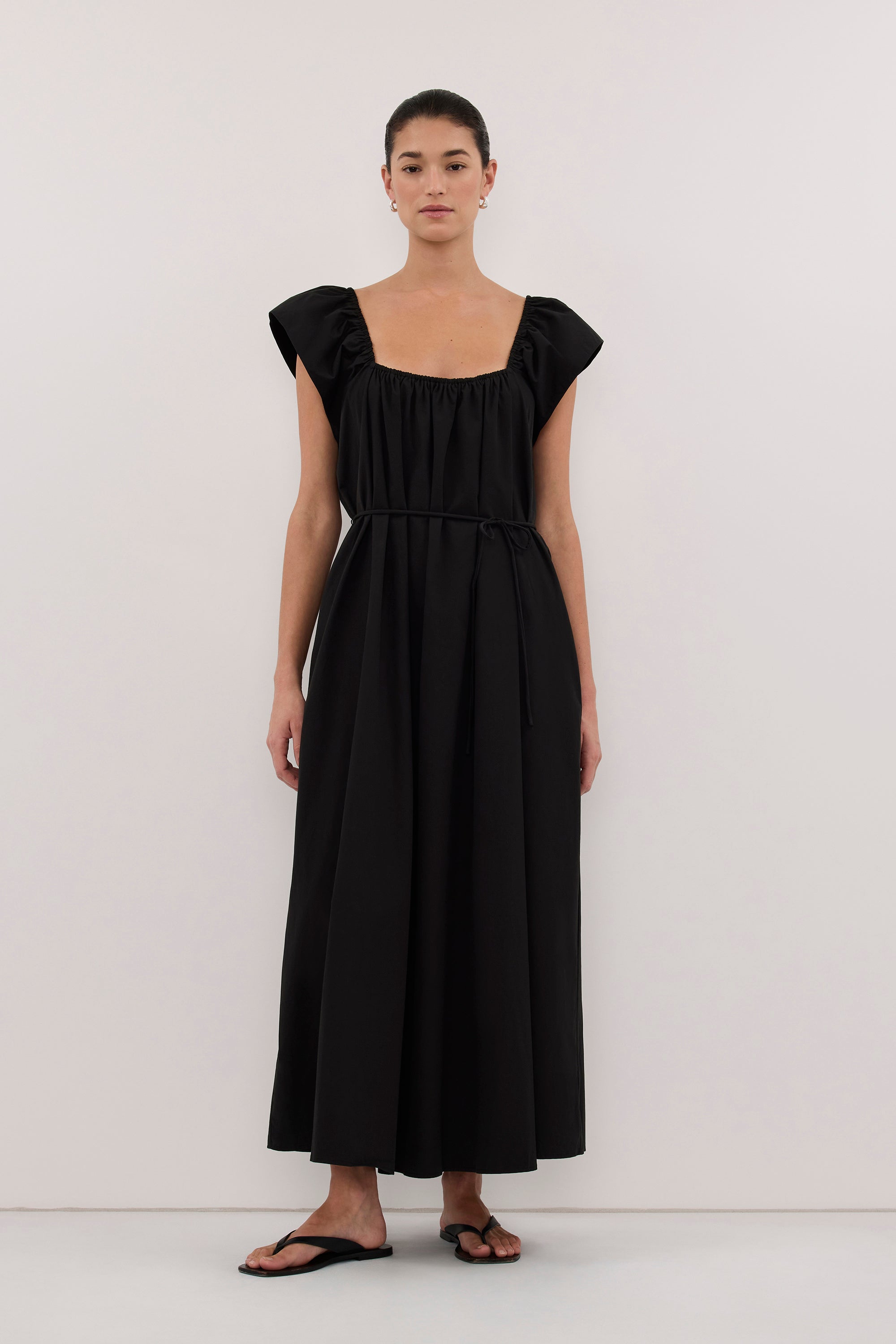 KATE BLACK COTTON MIDI DRESS