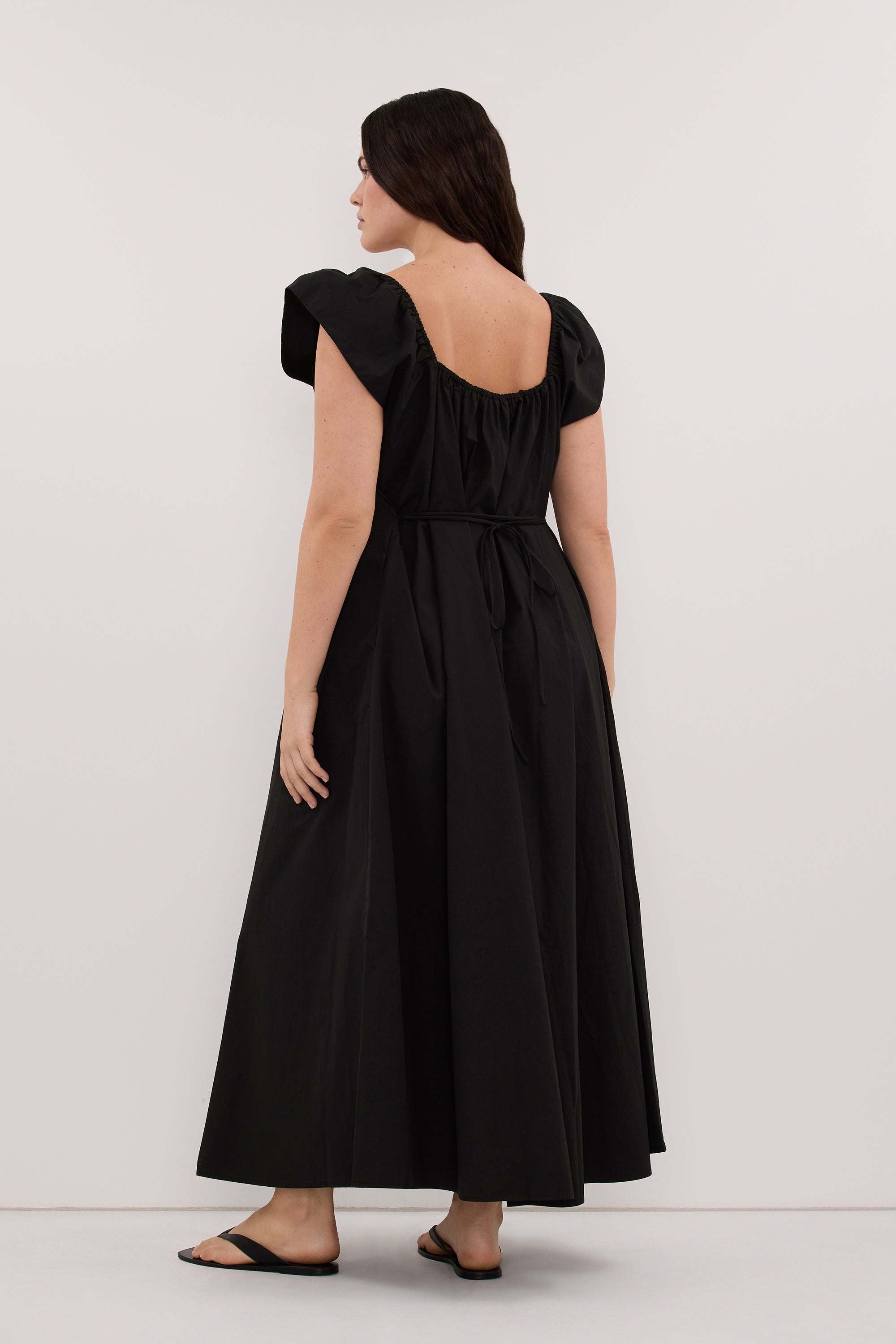 KATE BLACK COTTON MIDI DRESS