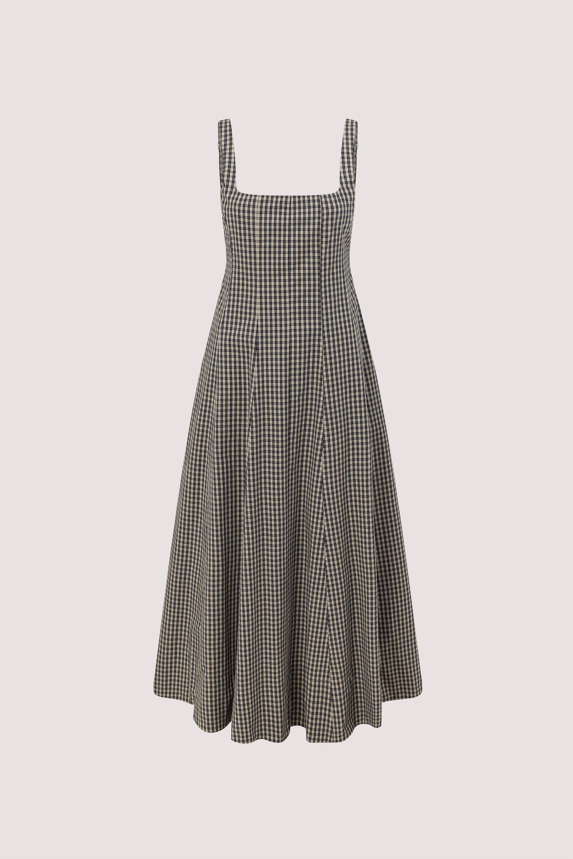 MATILDA INK CHECK COTTON MIDI DRESS