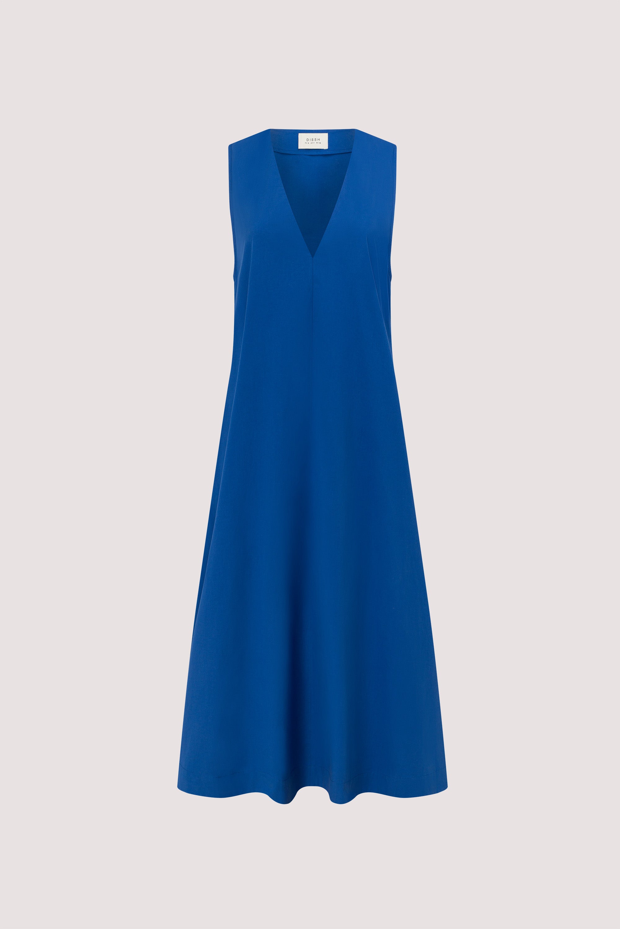ORLENA COBALT V NECK COTTON MIDI DRESS