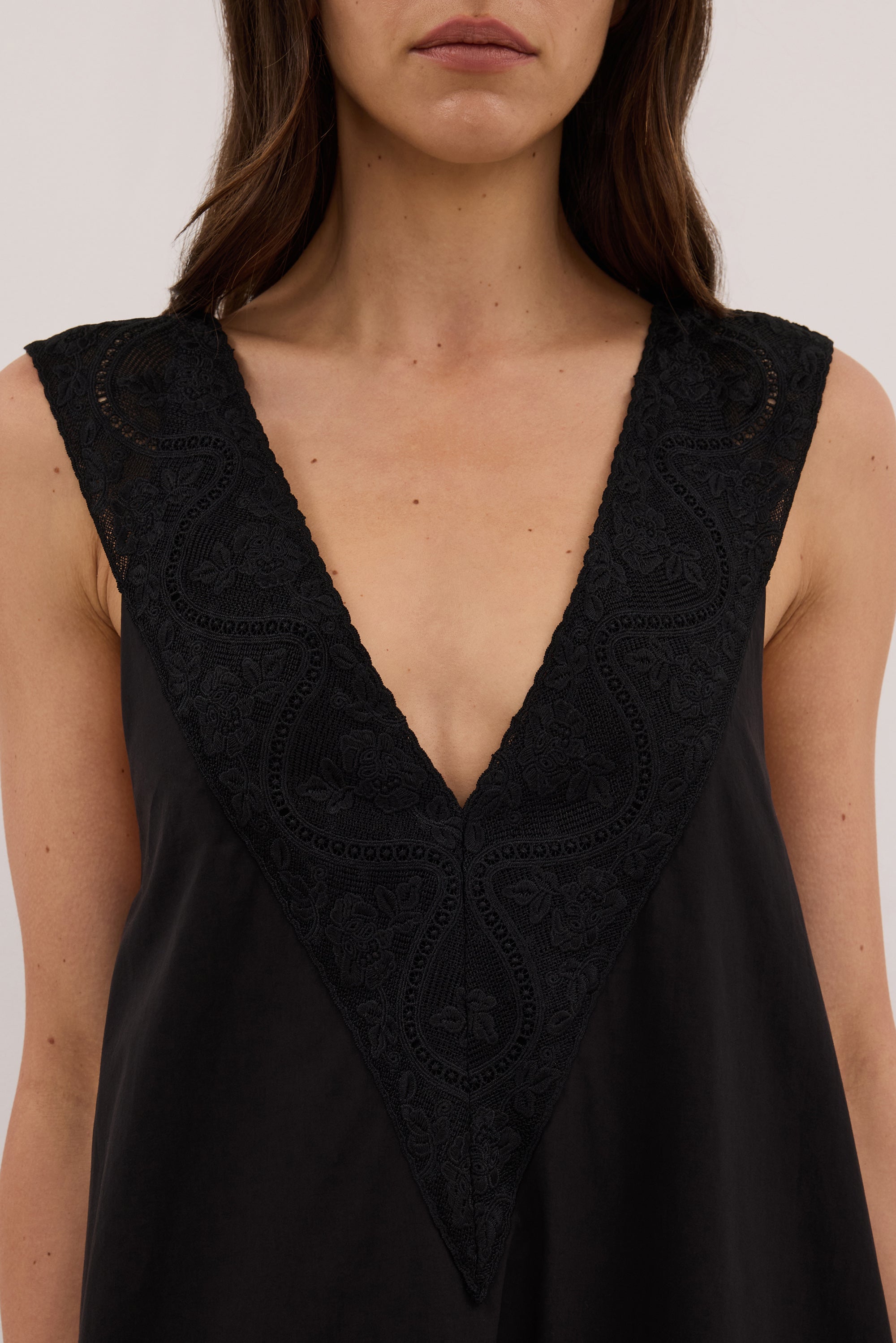 AMOUR BLACK LACE TRIM MIDI DRESS