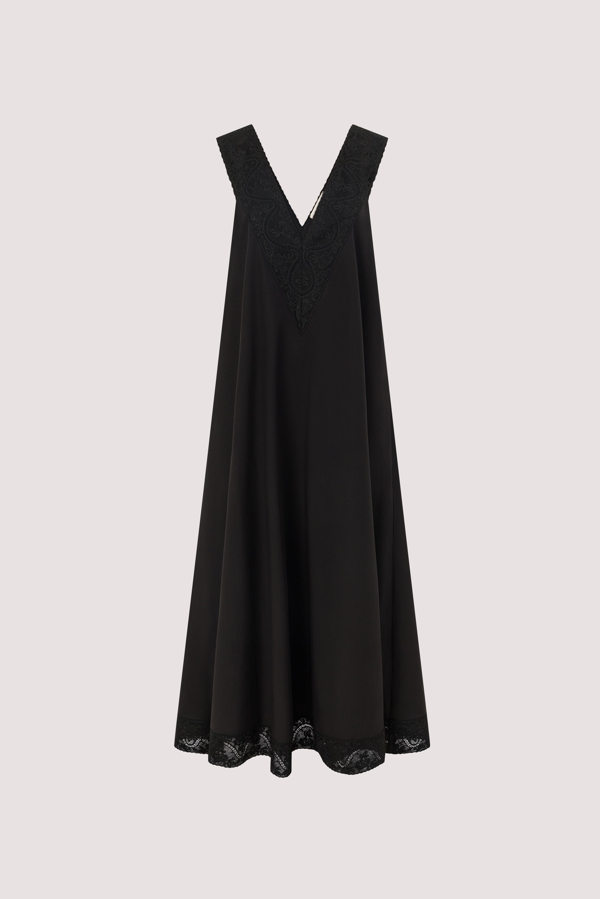 AMOUR BLACK LACE TRIM MIDI DRESS