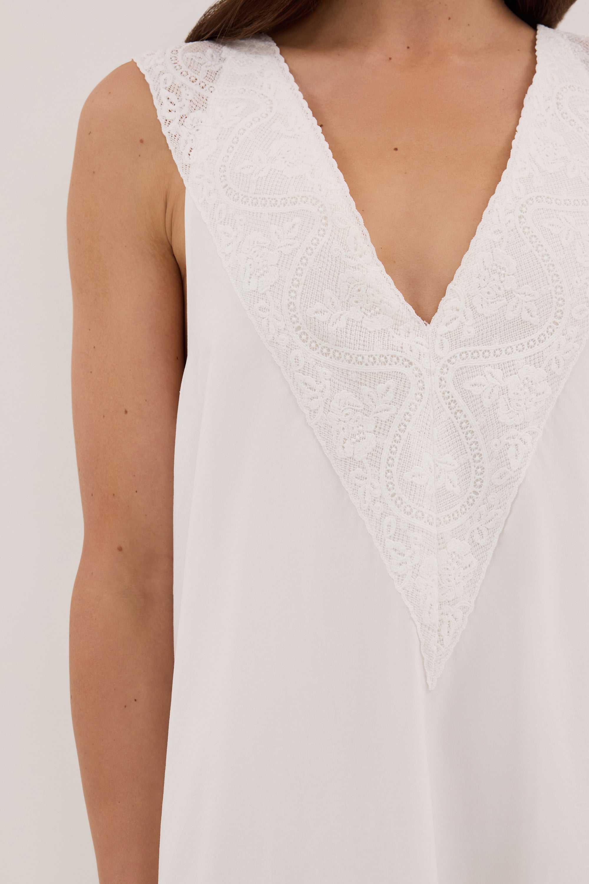 AMOUR WHITE LACE TRIM MIDI DRESS