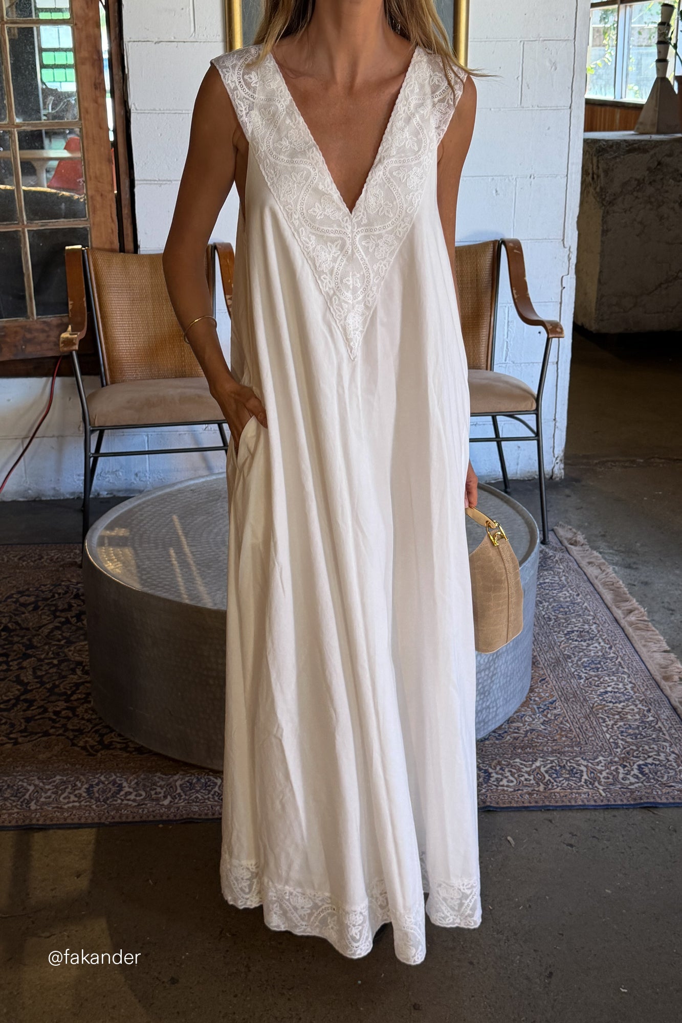 AMOUR WHITE LACE TRIM MIDI DRESS