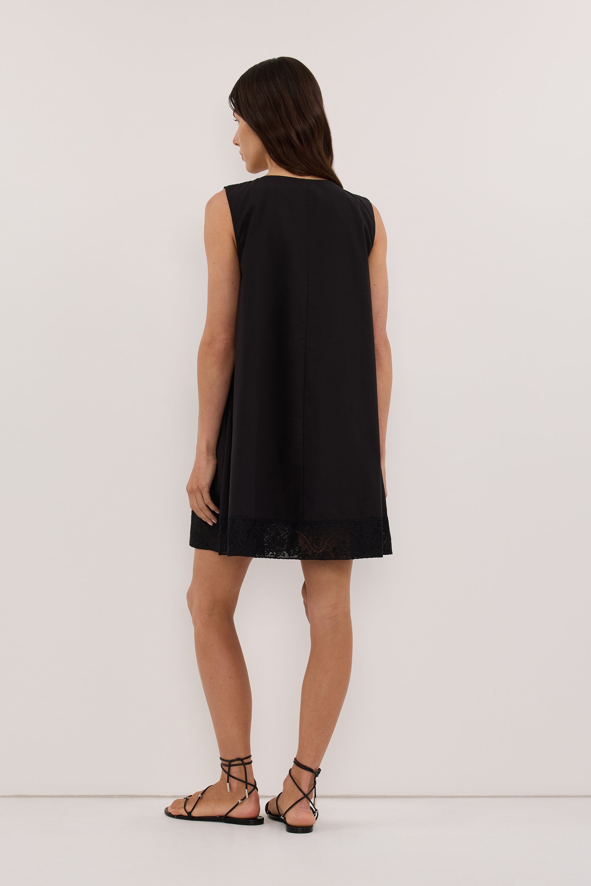 AMOUR BLACK LACE TRIM MINI DRESS