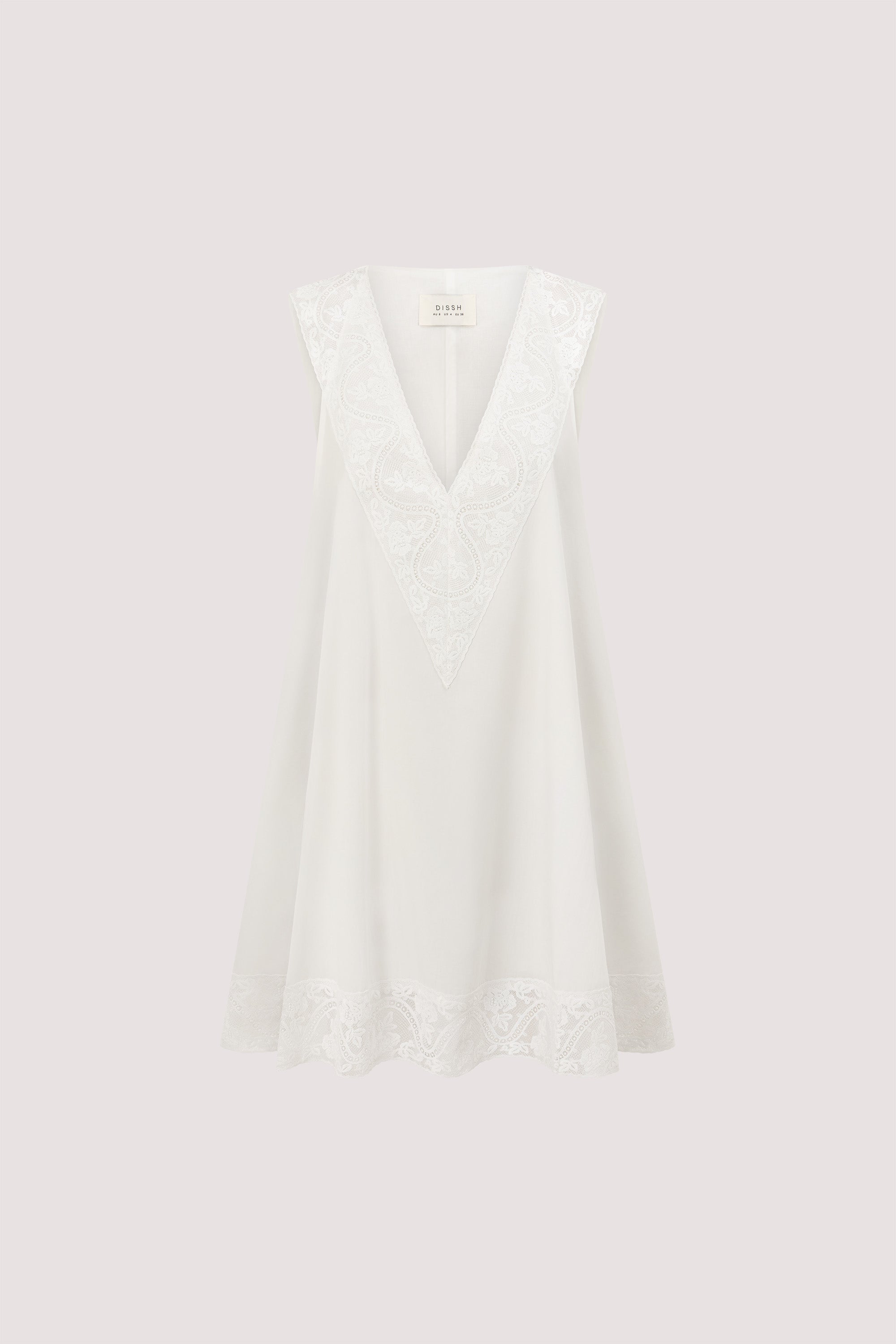AMOUR WHITE LACE TRIM MINI DRESS