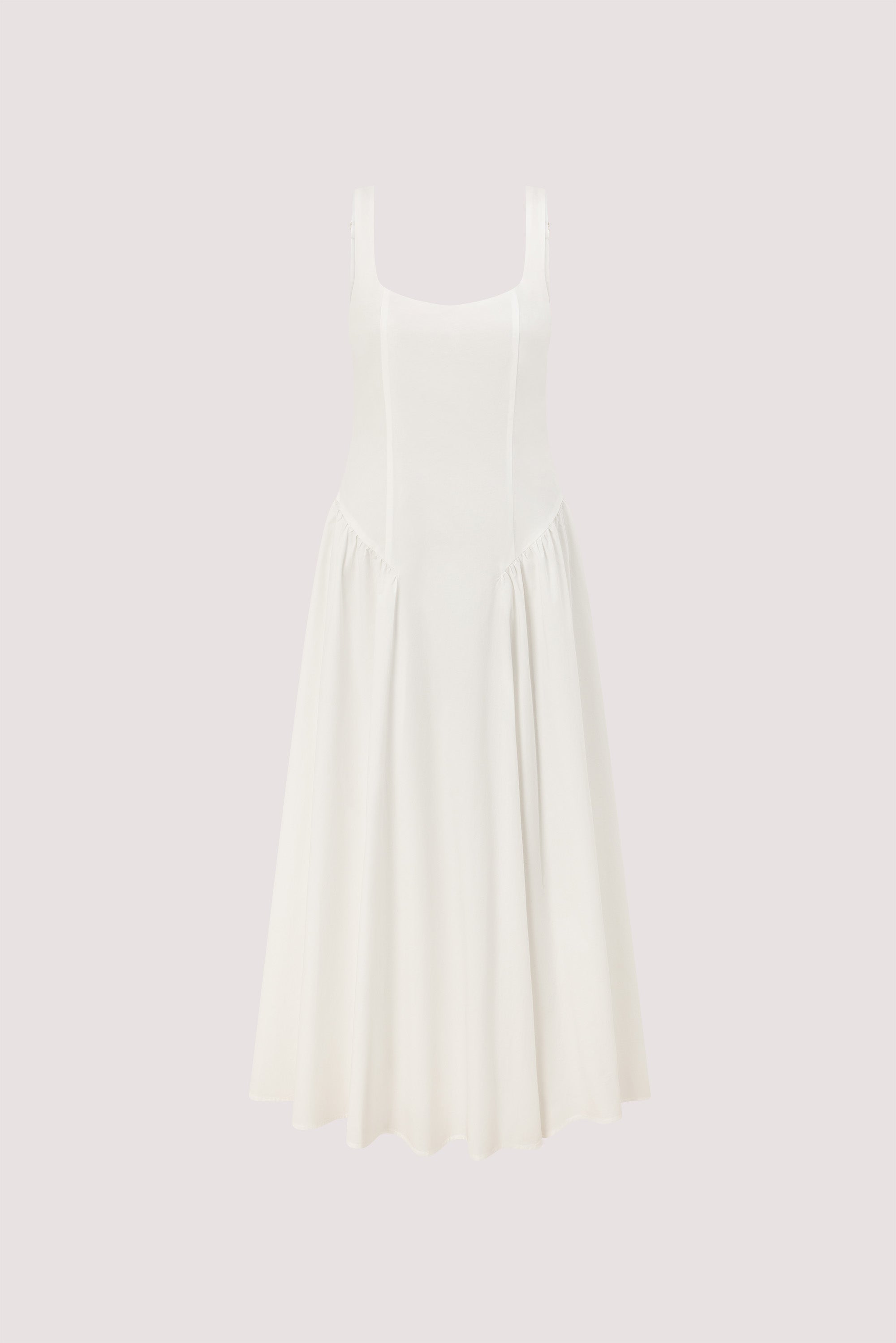 ELORIN WHITE COTTON MIDI DRESS