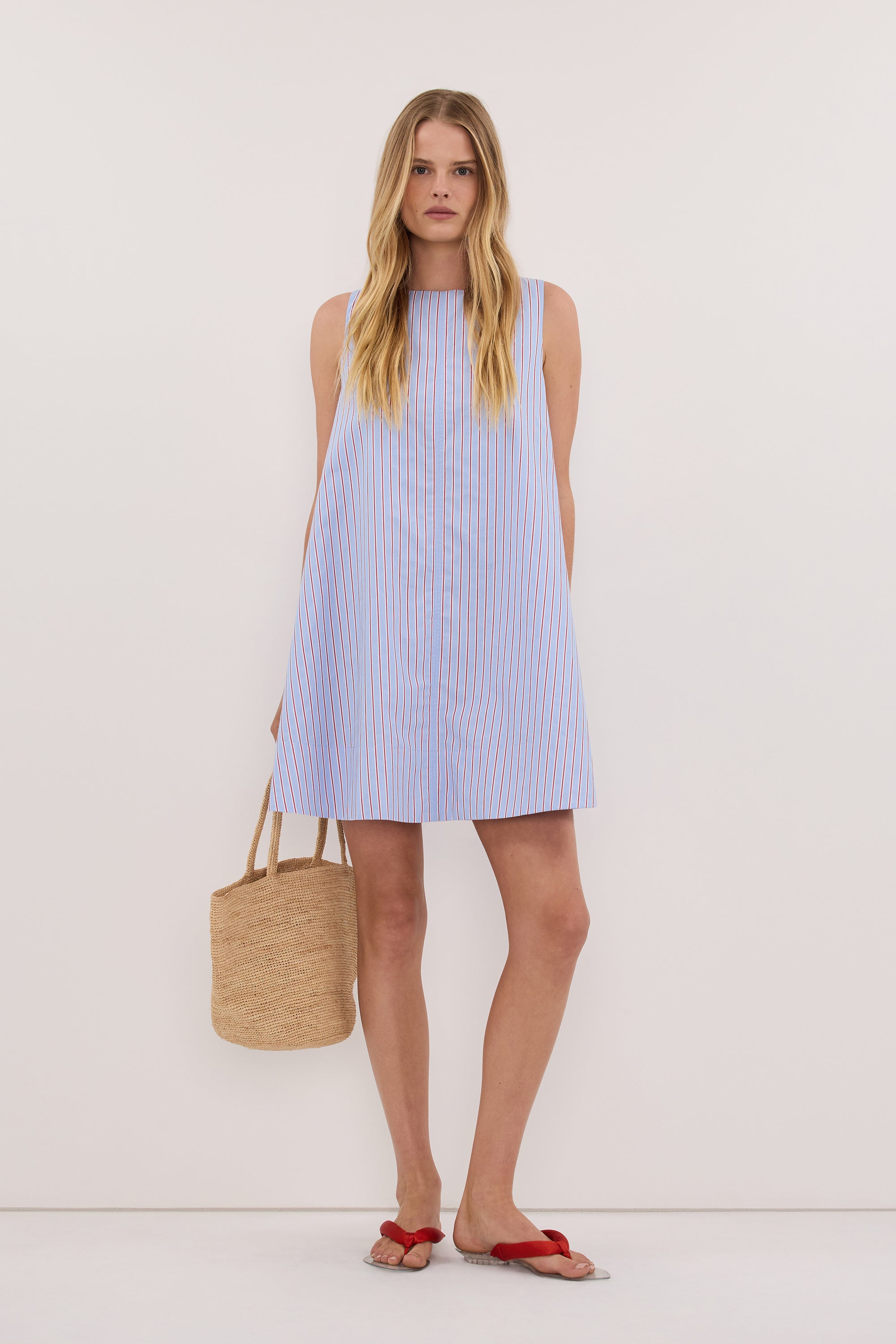 ORSON BLUE STRIPE COTTON MINI DRESS