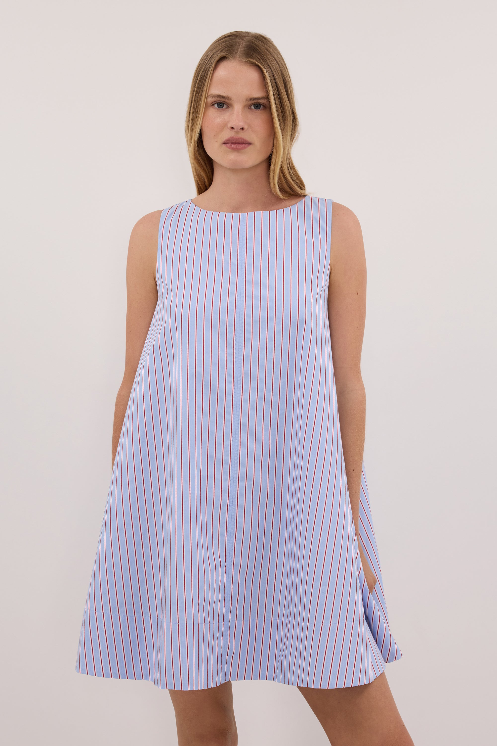 ORSON BLUE STRIPE COTTON MINI DRESS