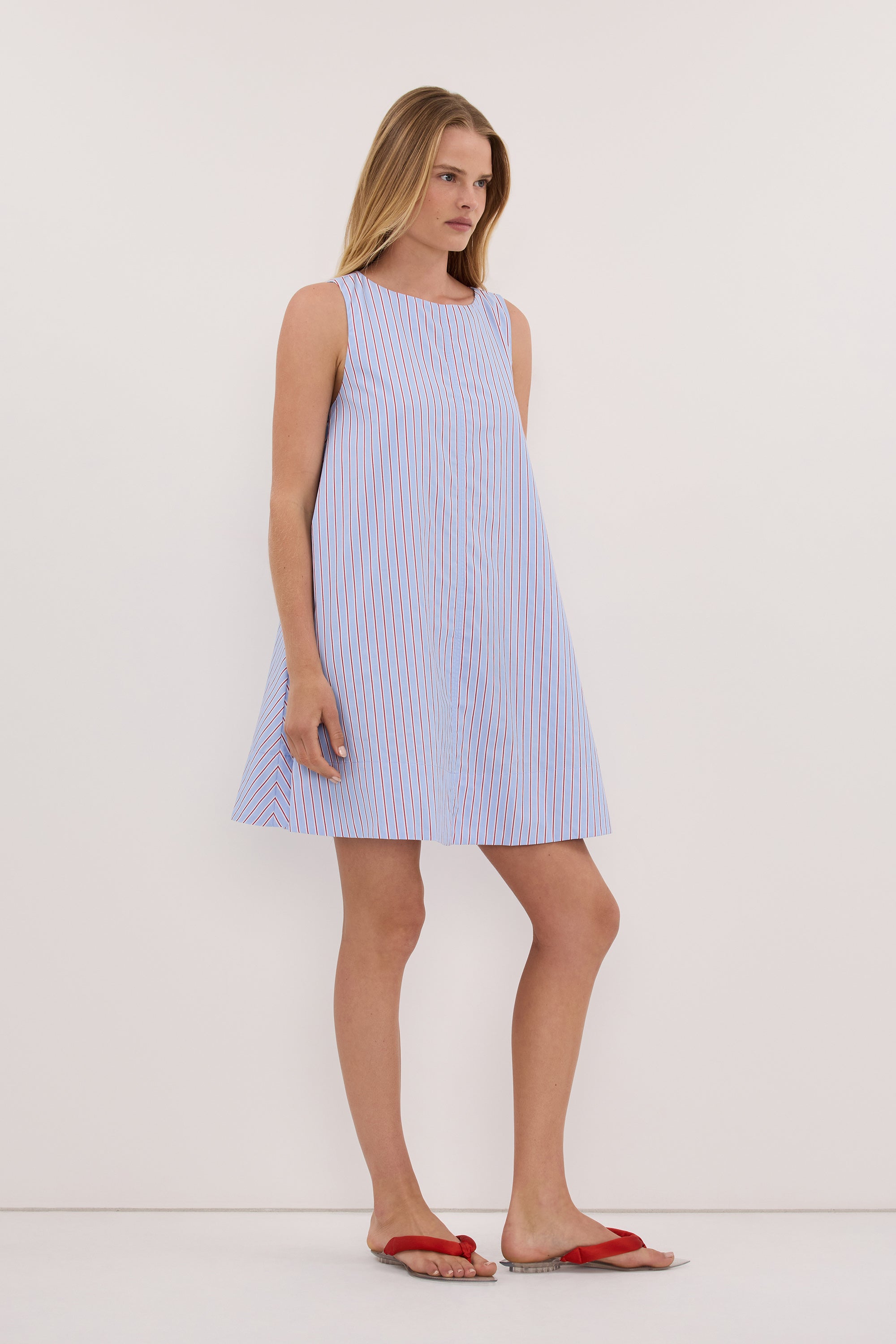 ORSON BLUE STRIPE COTTON MINI DRESS
