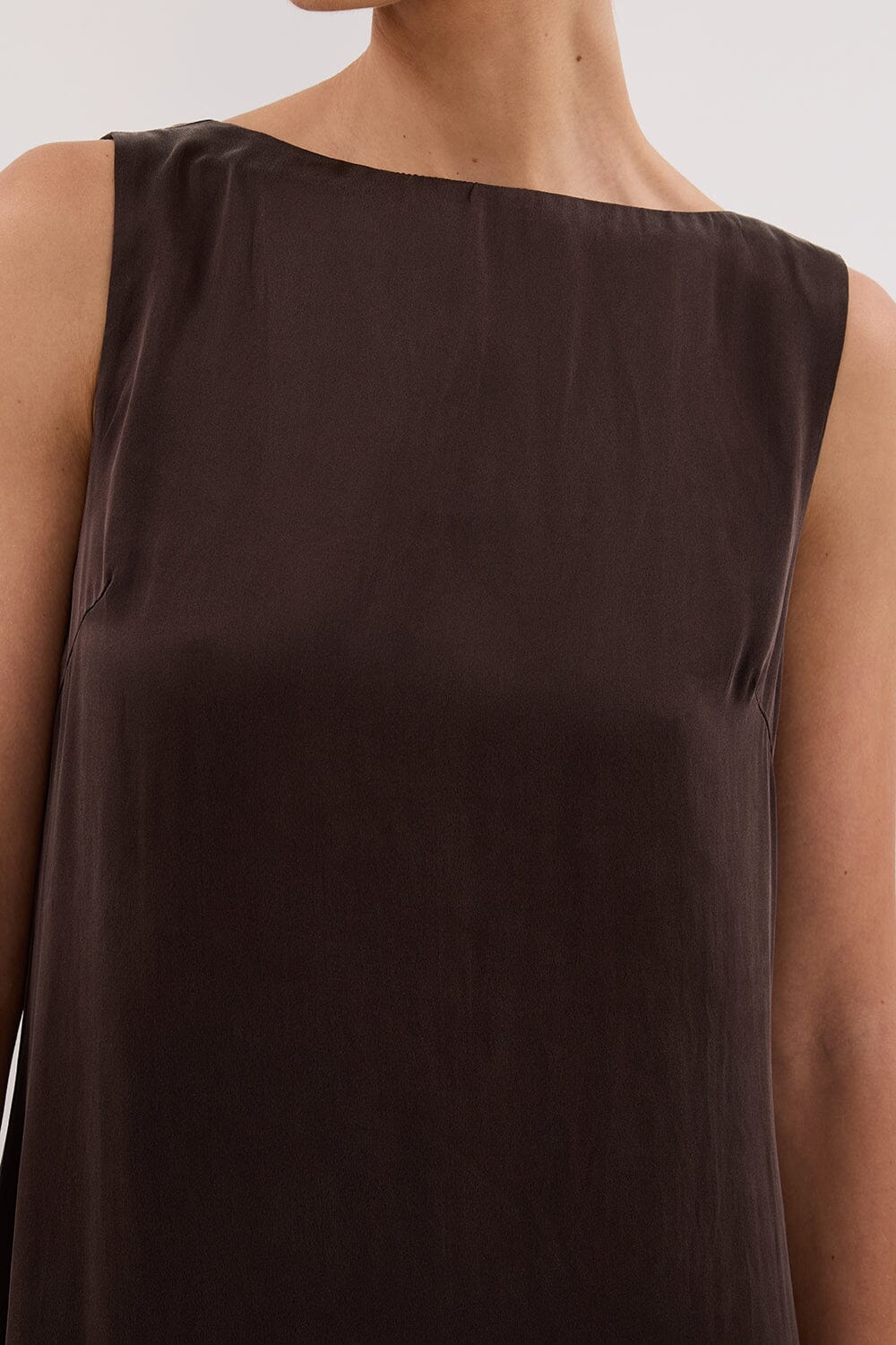 LAYLA BITTER CHOC SILK MIDI DRESS Clothing DISSH Boutiques 