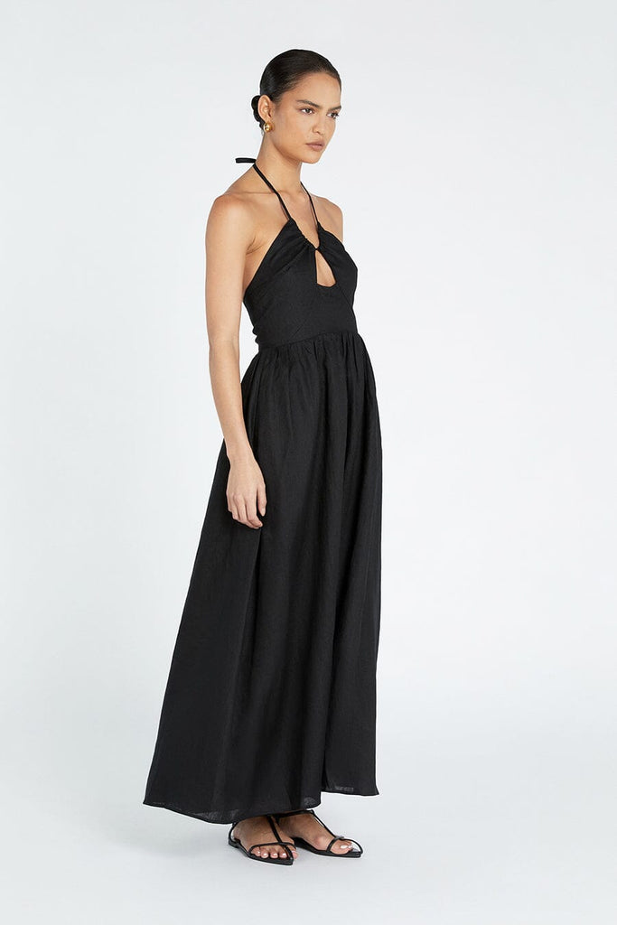 ALYSSA BLACK LINEN MAXI DRESS | Dissh