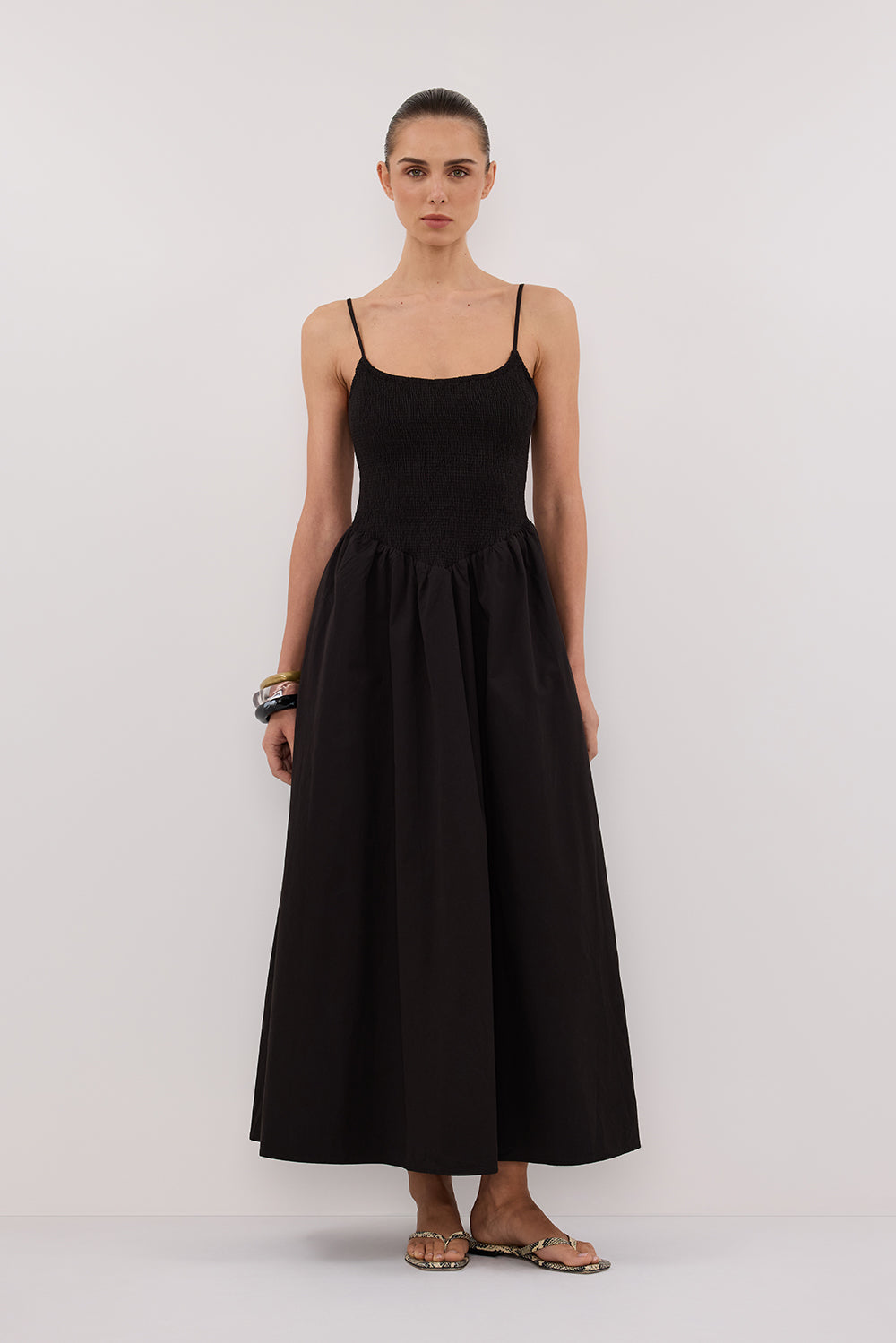 MILANO BLACK COTTON MIDI DRESS Clothing DISSH Boutiques 
