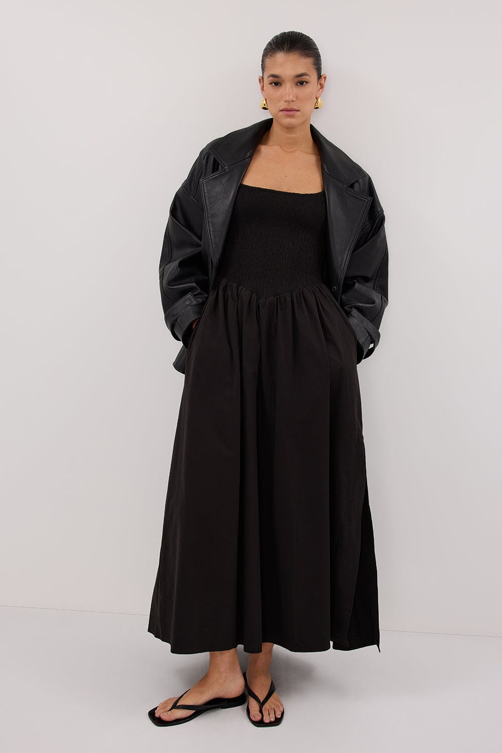 MILANO BLACK COTTON MIDI DRESS Clothing DISSH Boutiques 