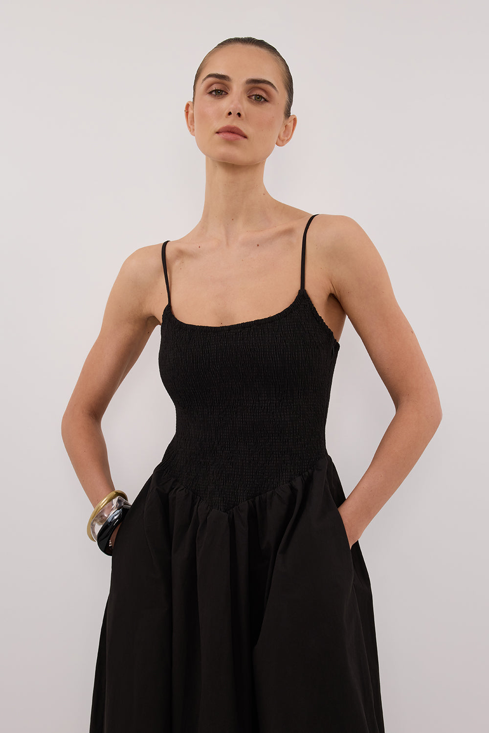 MILANO BLACK COTTON MIDI DRESS Clothing DISSH Boutiques 
