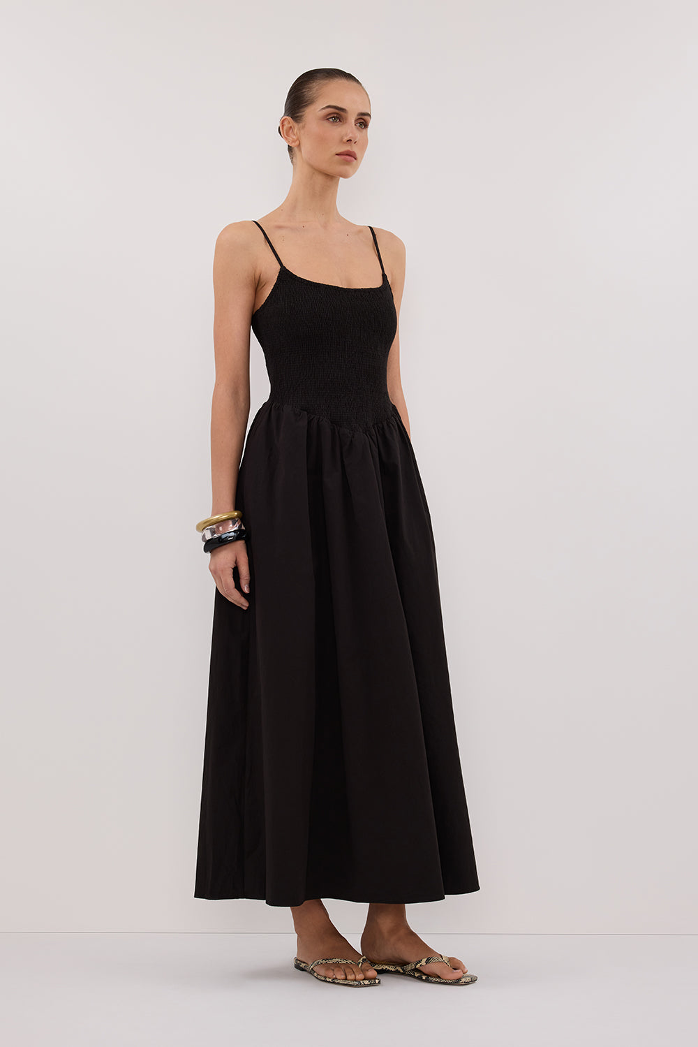 MILANO BLACK COTTON MIDI DRESS Clothing DISSH Boutiques 