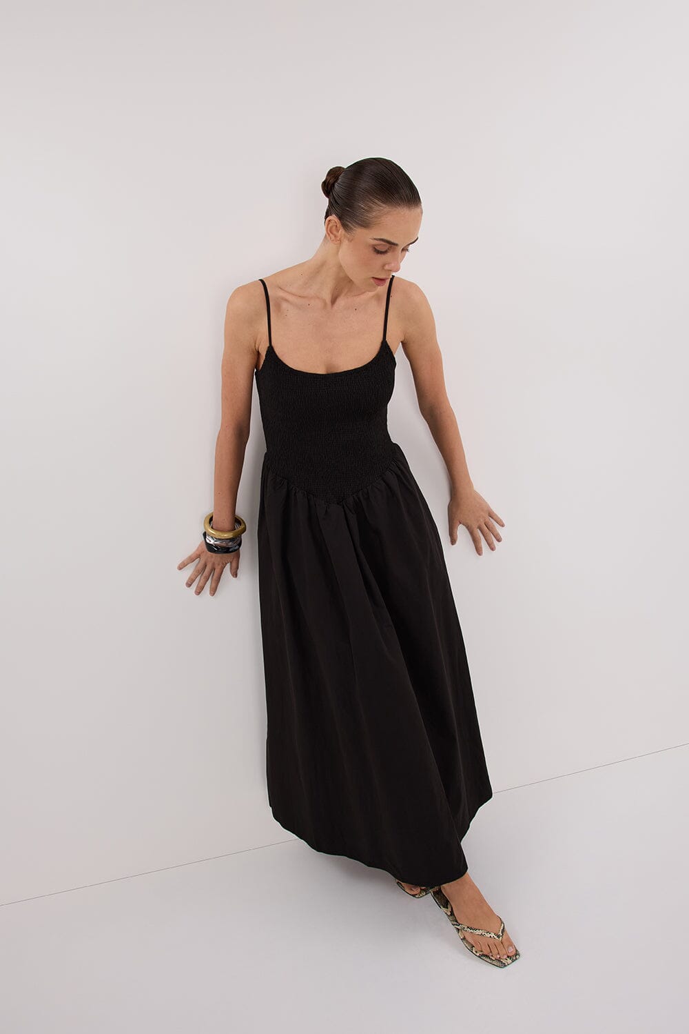 MILANO BLACK COTTON MIDI DRESS Clothing DISSH Boutiques 