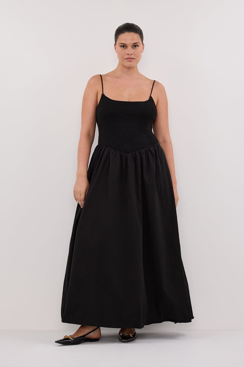 MILANO BLACK COTTON MIDI DRESS Clothing DISSH Boutiques 