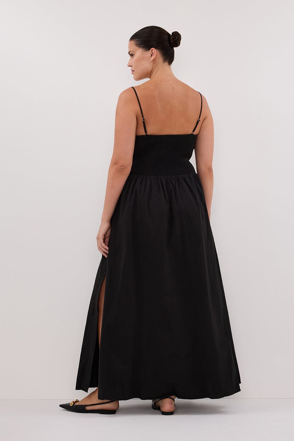 MILANO BLACK COTTON MIDI DRESS Clothing DISSH Boutiques 