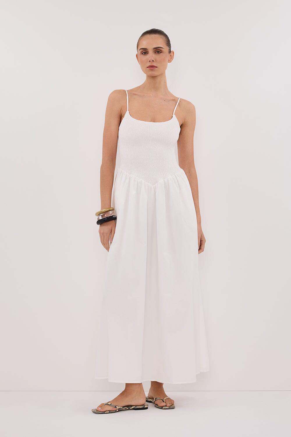 MILANO WHITE COTTON MIDI DRESS Clothing DISSH Boutiques 