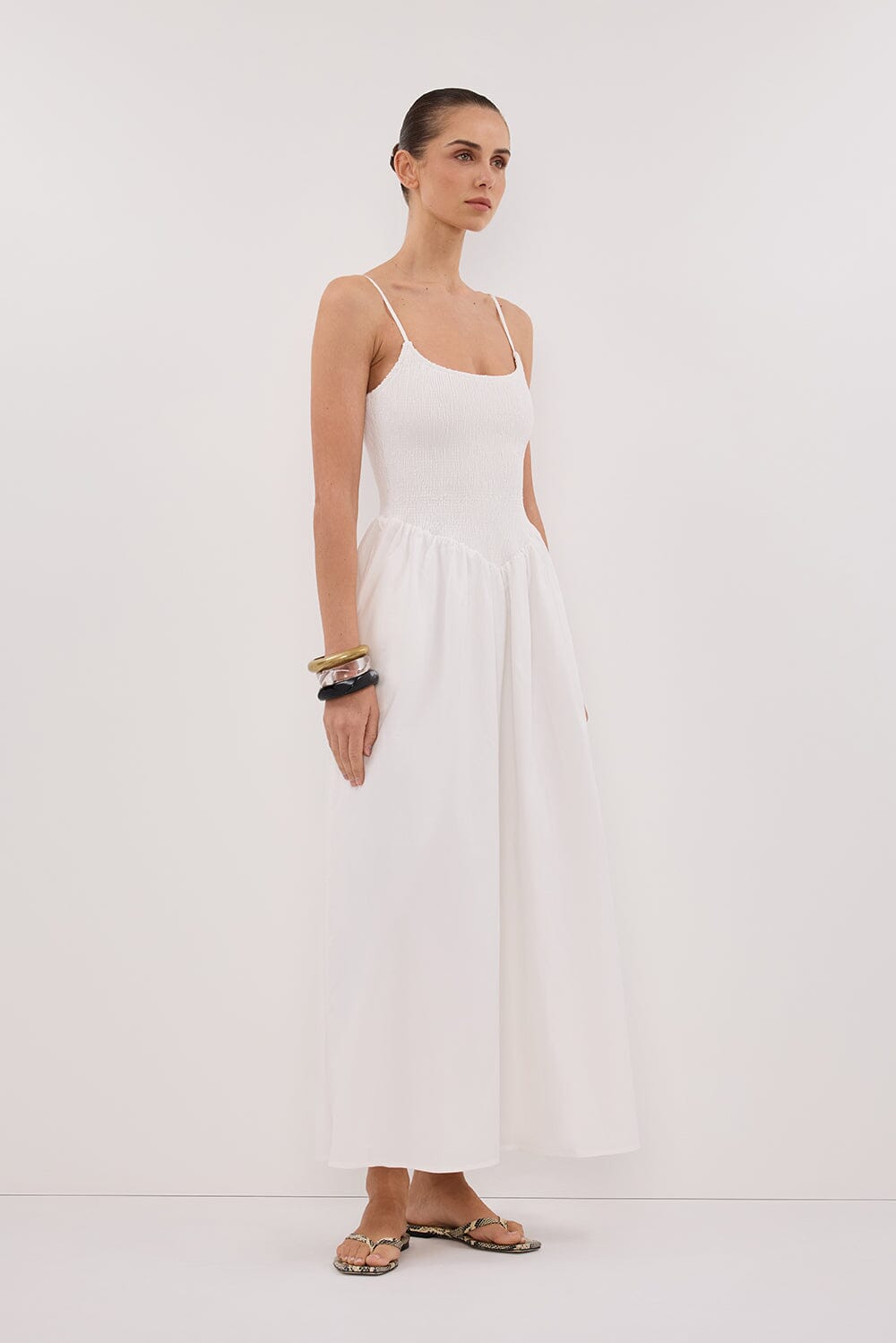 MILANO WHITE COTTON MIDI DRESS Clothing DISSH Boutiques 