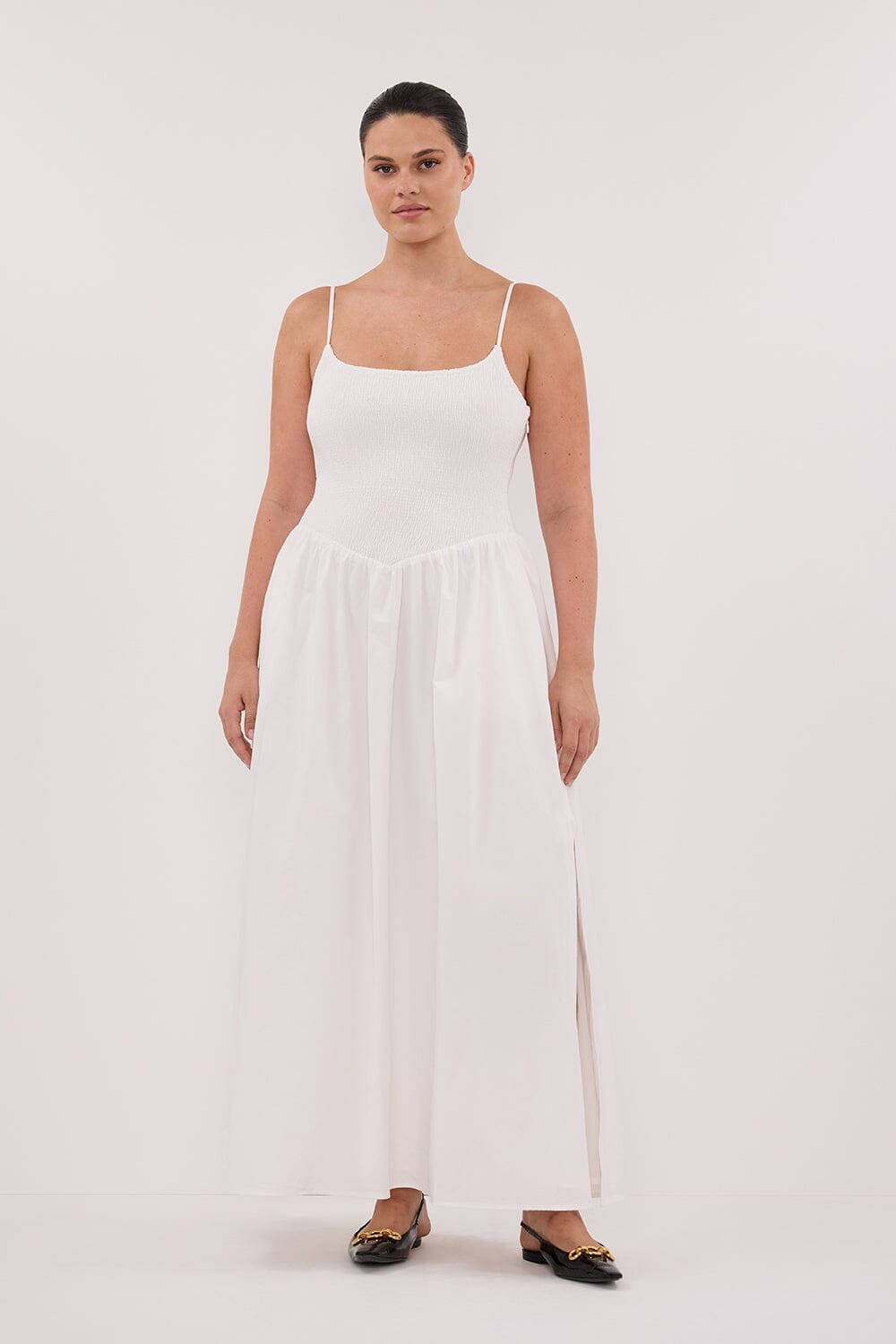 MILANO WHITE COTTON MIDI DRESS Clothing DISSH Boutiques 