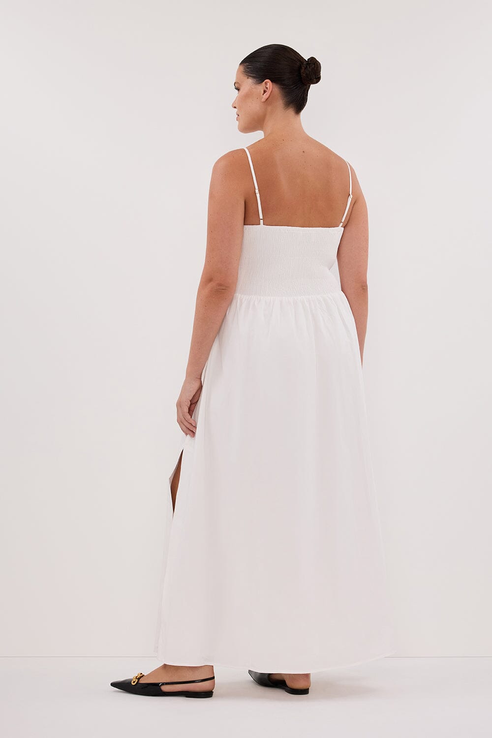 MILANO WHITE COTTON MIDI DRESS Clothing DISSH Boutiques 
