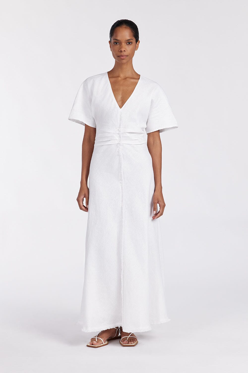 ZAHARA WHITE FRINGING MIDI DRESS Clothing DISSH Boutiques 12 WHITE 