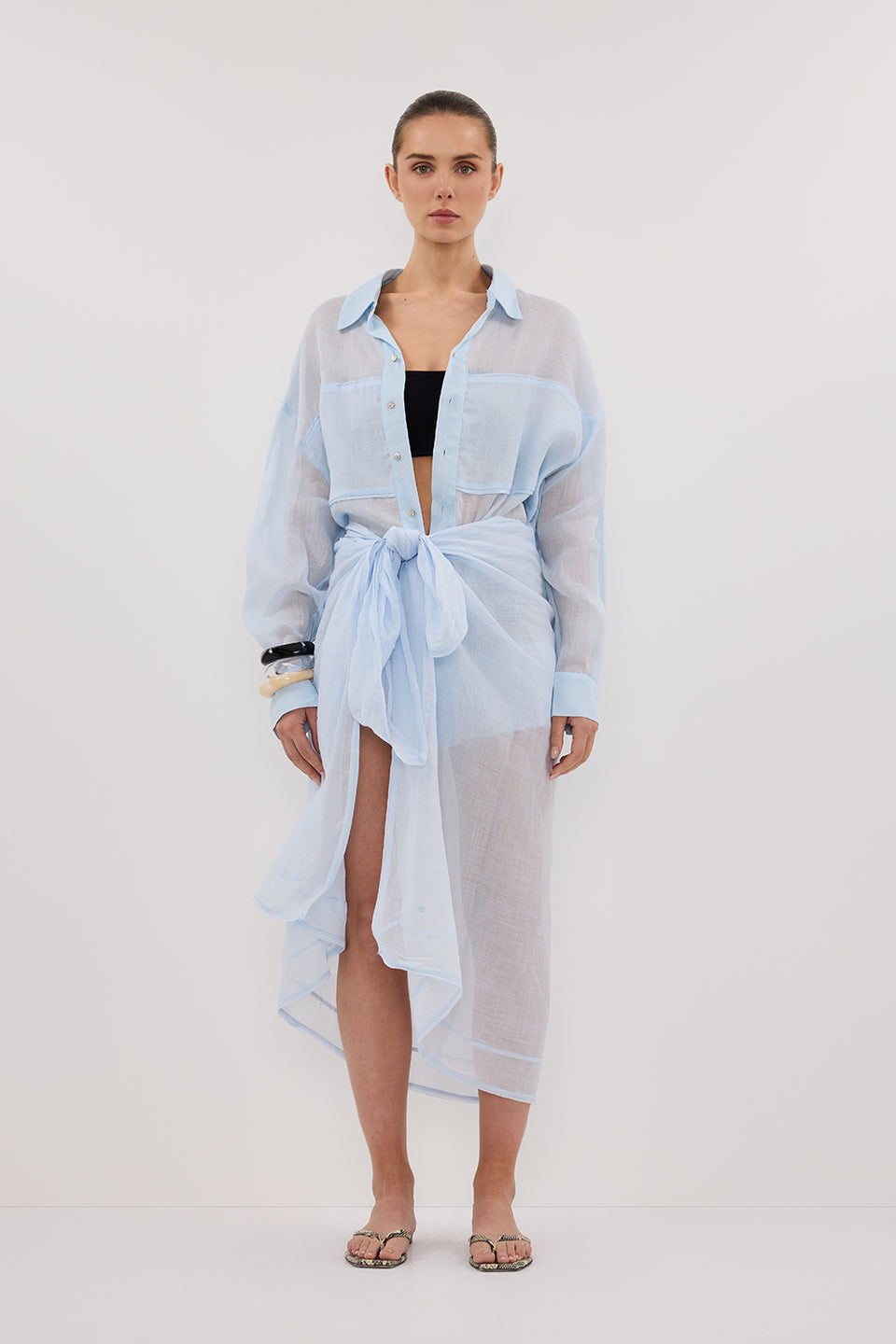 TROPEZ CORNFLOWER RAMIE SARONG Clothing DISSH Boutiques O/S CORNFLOWER 