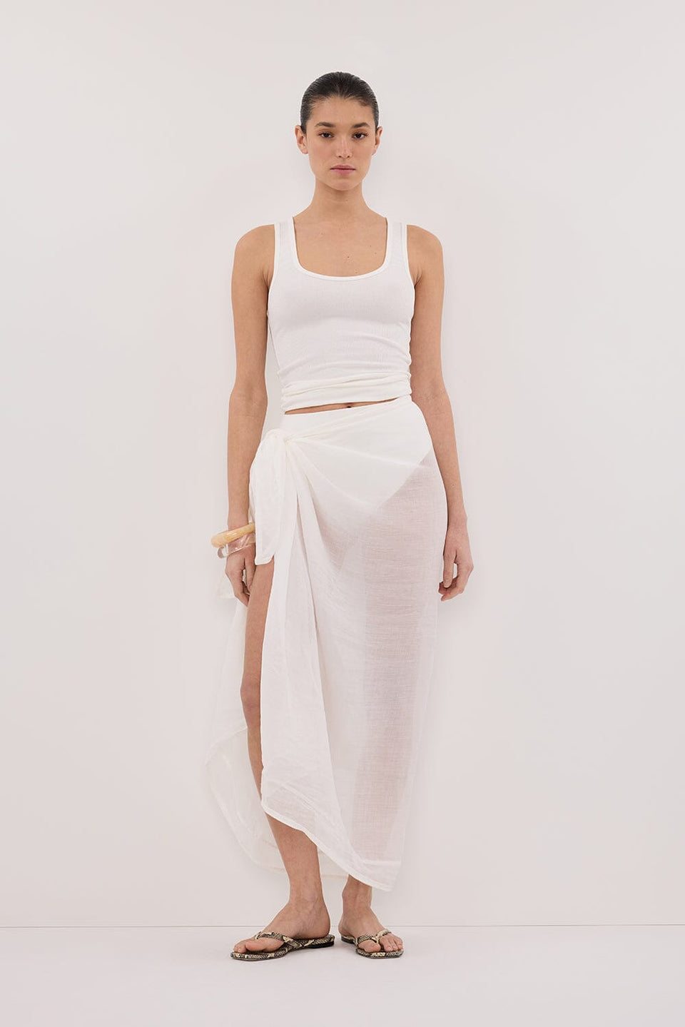 TROPEZ WHITE RAMIE SARONG Clothing DISSH Boutiques 