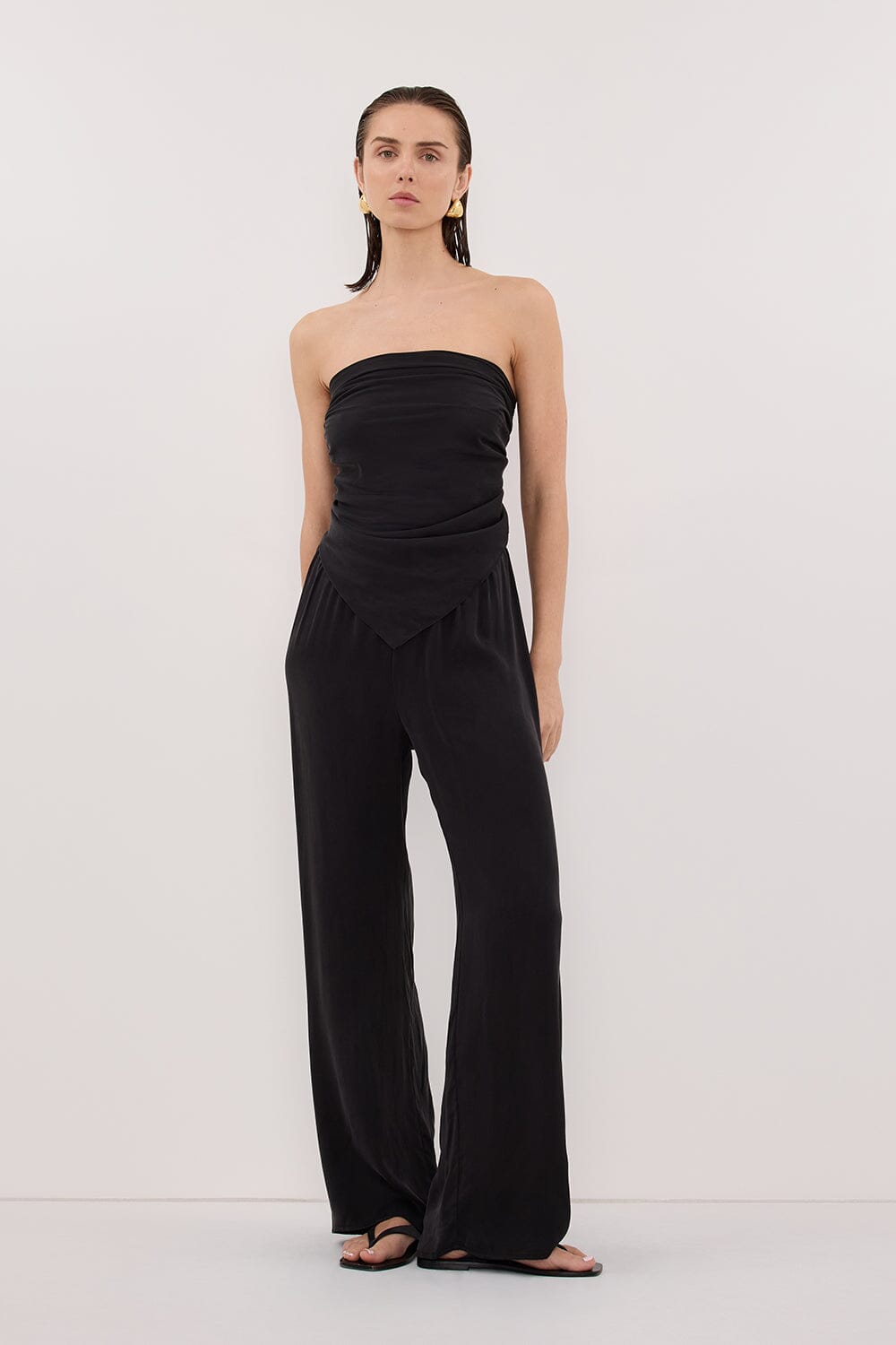 PERCY BLACK SILK SCARF TOP Clothing DISSH Boutiques 