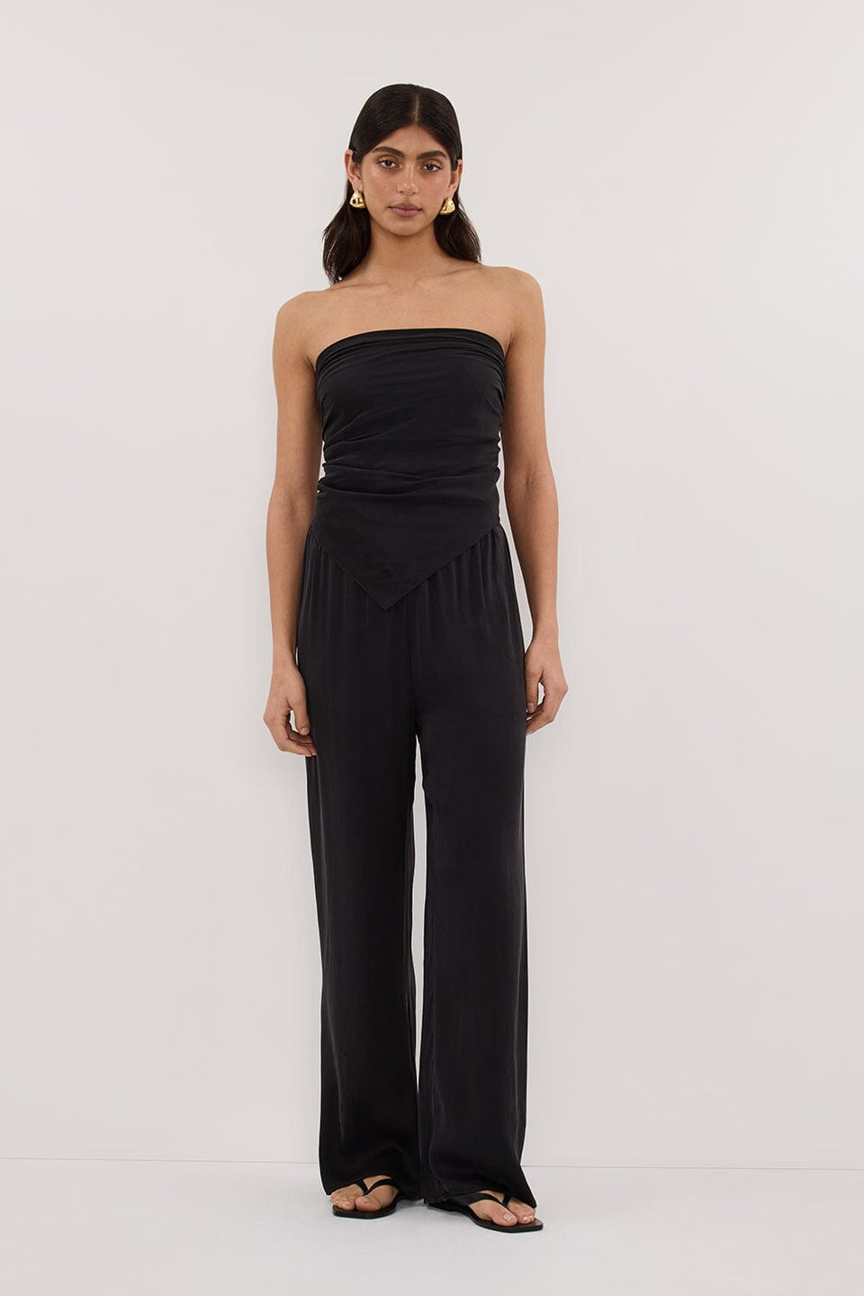 PERCY BLACK SILK SCARF TOP Clothing DISSH Boutiques O/S BLACK 
