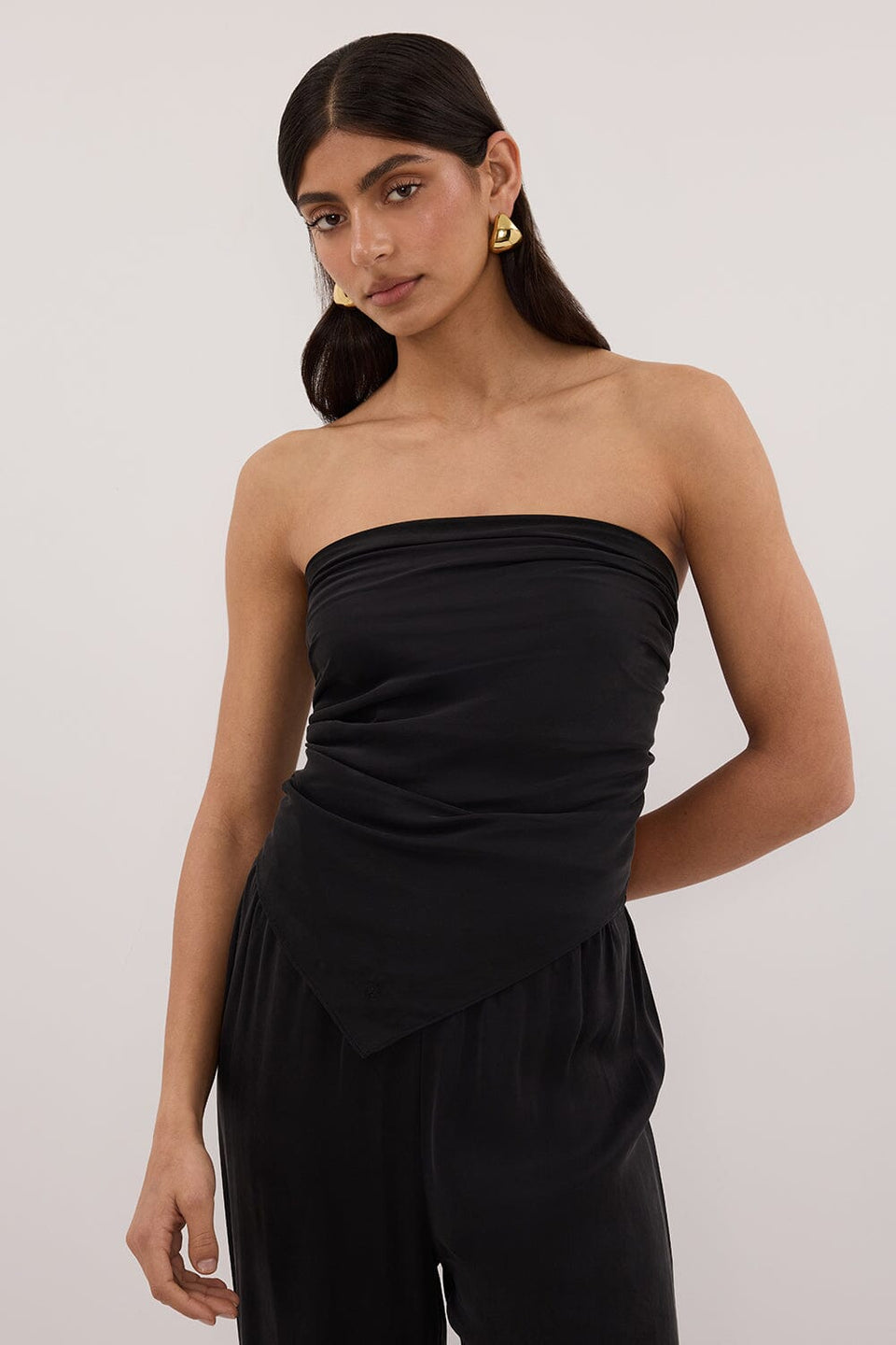 PERCY BLACK SILK SCARF TOP Clothing DISSH Boutiques 