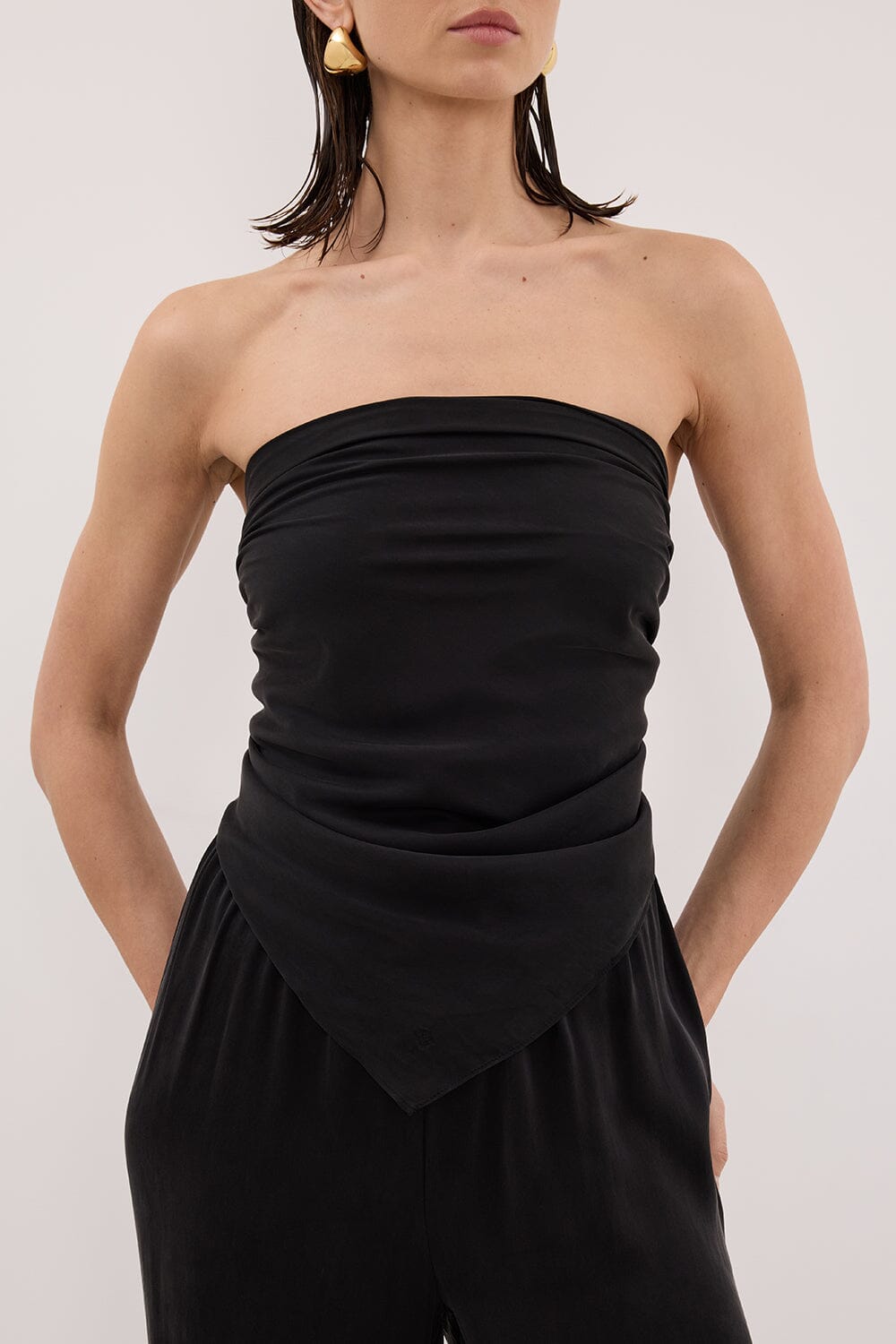 PERCY BLACK SILK SCARF TOP Clothing DISSH Boutiques 