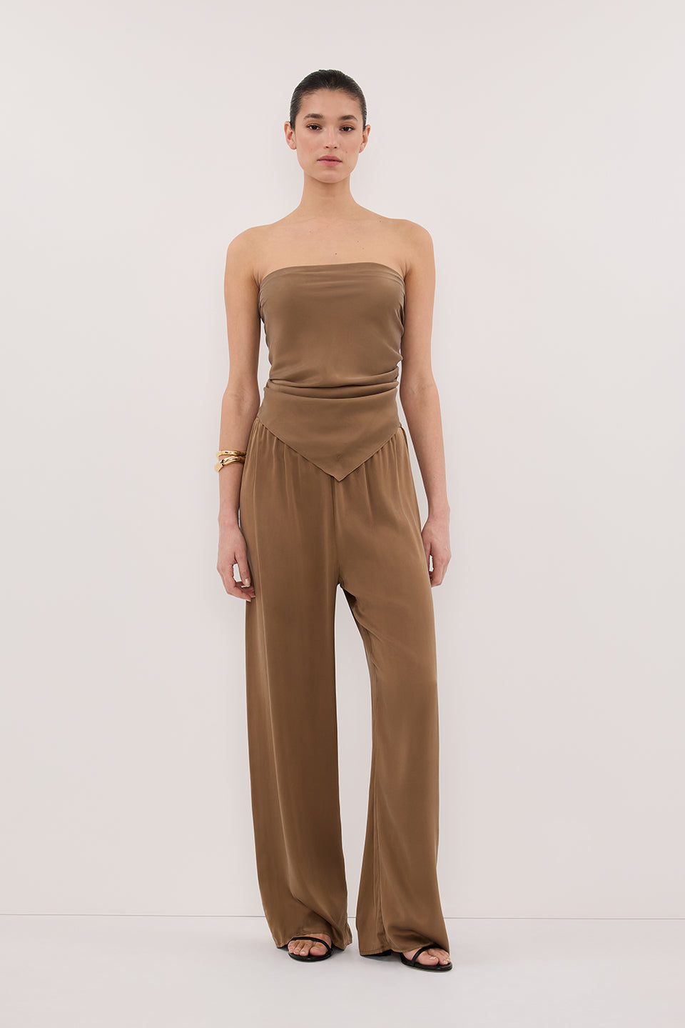 PERCY CHESTNUT SILK SCARF TOP Clothing DISSH Boutiques 