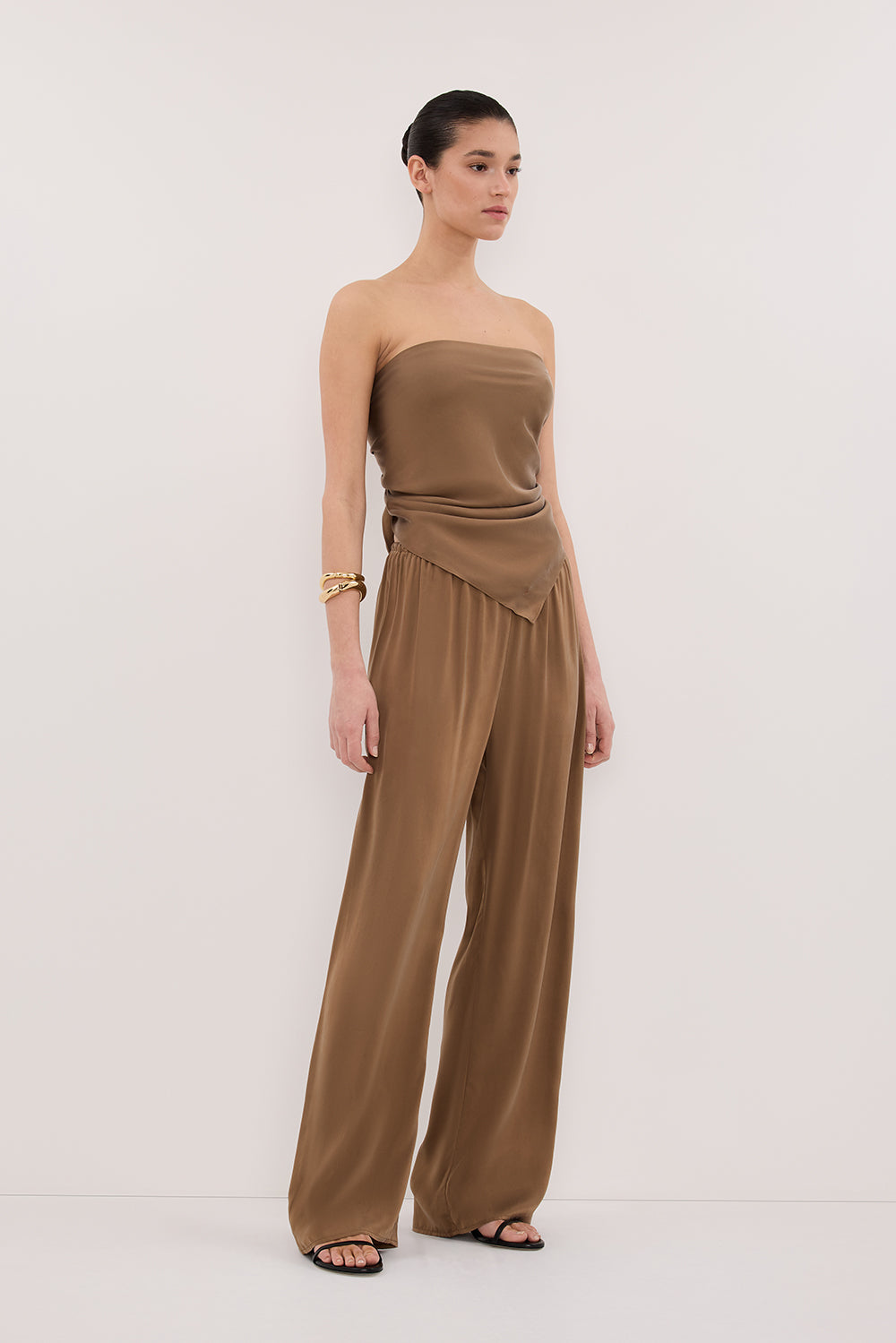 PERCY CHESTNUT SILK SCARF TOP Clothing DISSH Boutiques 