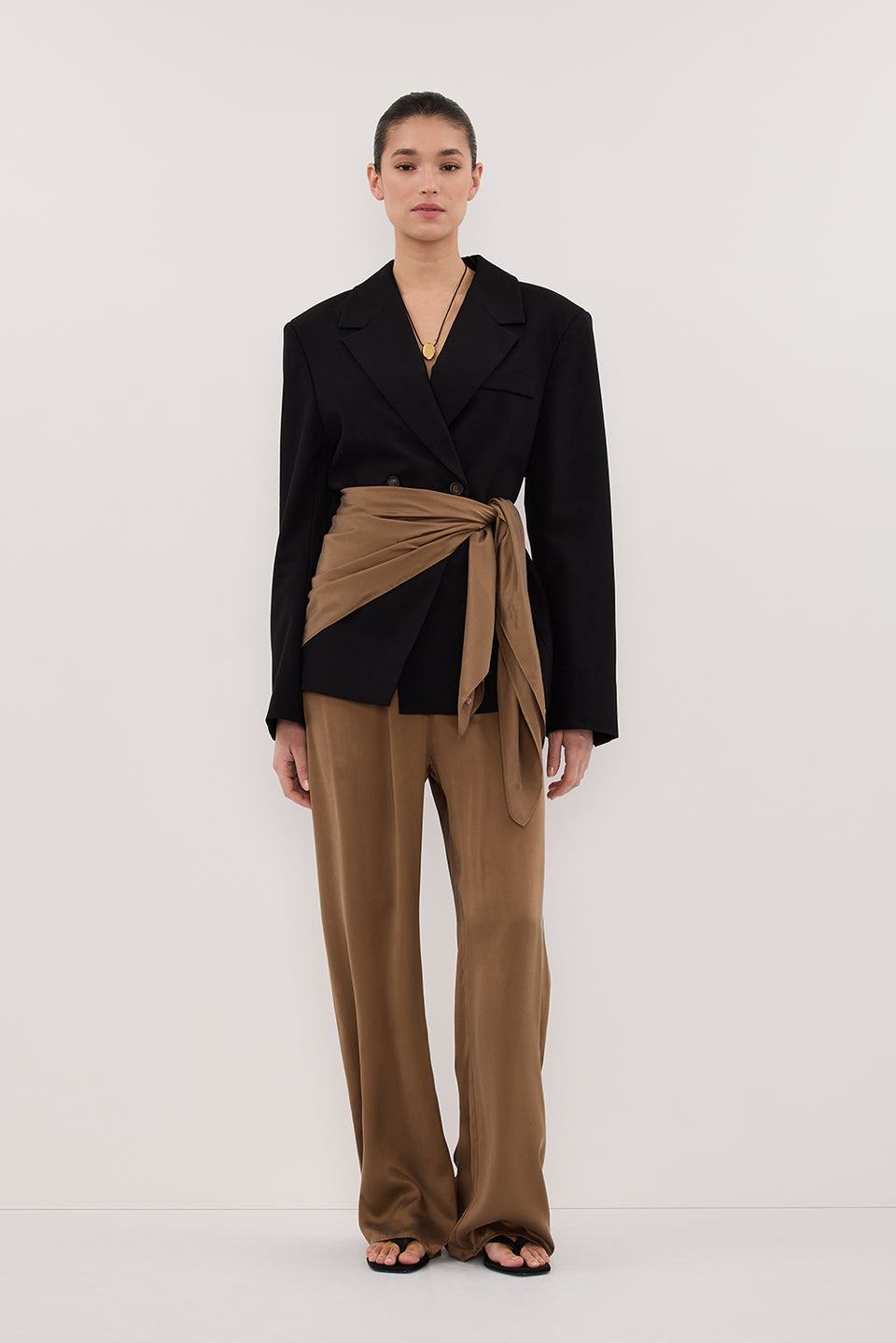 PERCY CHESTNUT SILK SCARF TOP Clothing DISSH Boutiques 